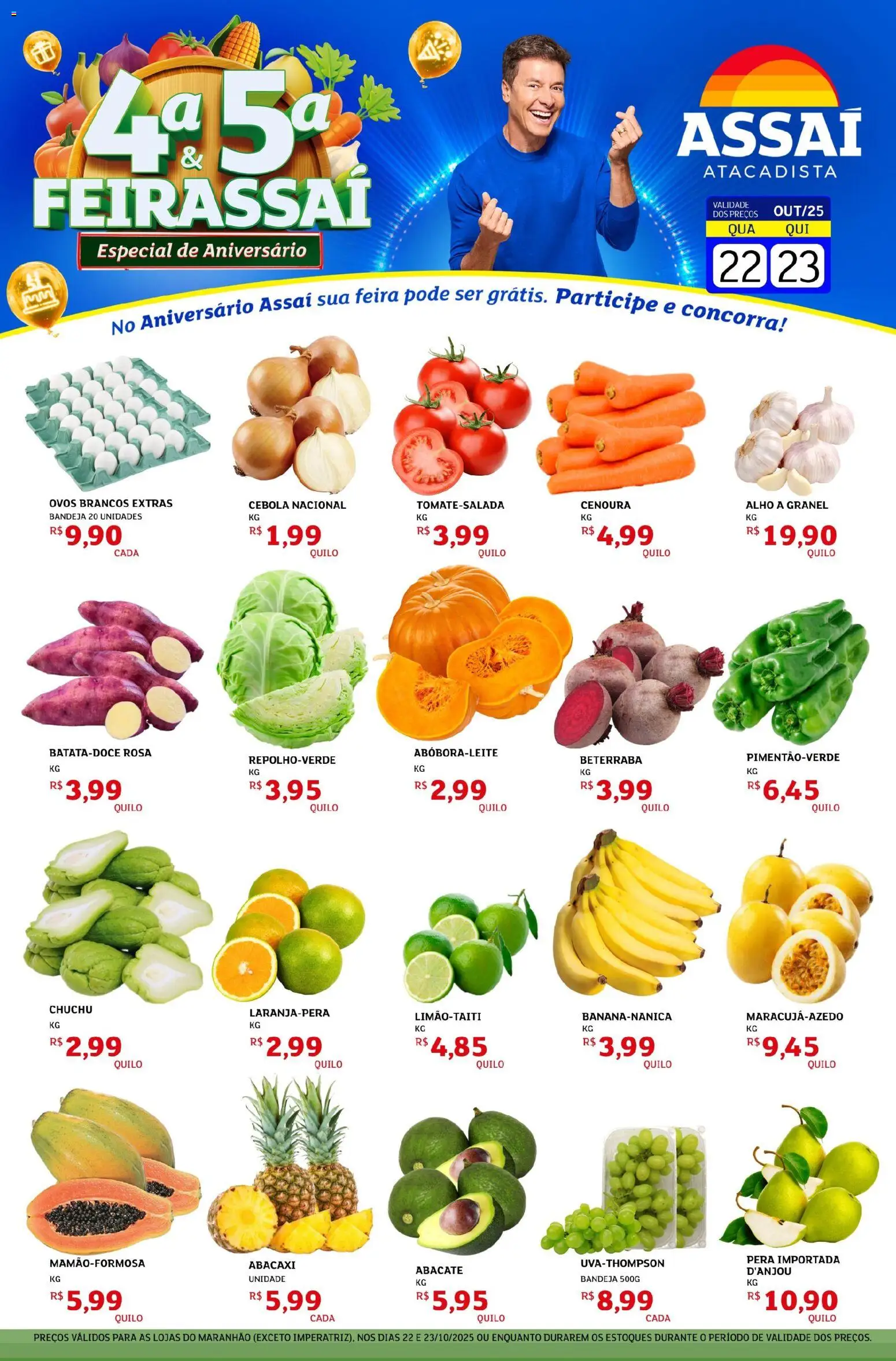 Assaí Atacadista Folheto - válido de 22.10.2025 | Página: 1 | Produtos: Pera, Chuchu, Cebola, Abacaxi