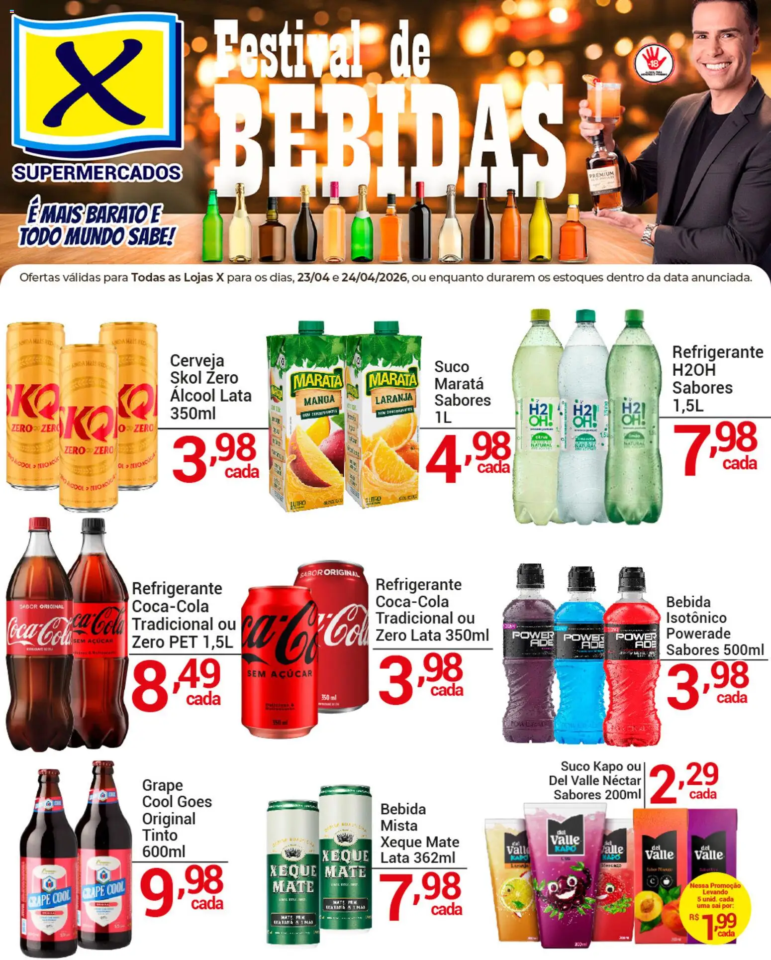 X Supermercados Folheto - válido de 23.04.2026 | Página: 2 | Produtos: Cola, Suco, Refrigerante, Isotônico