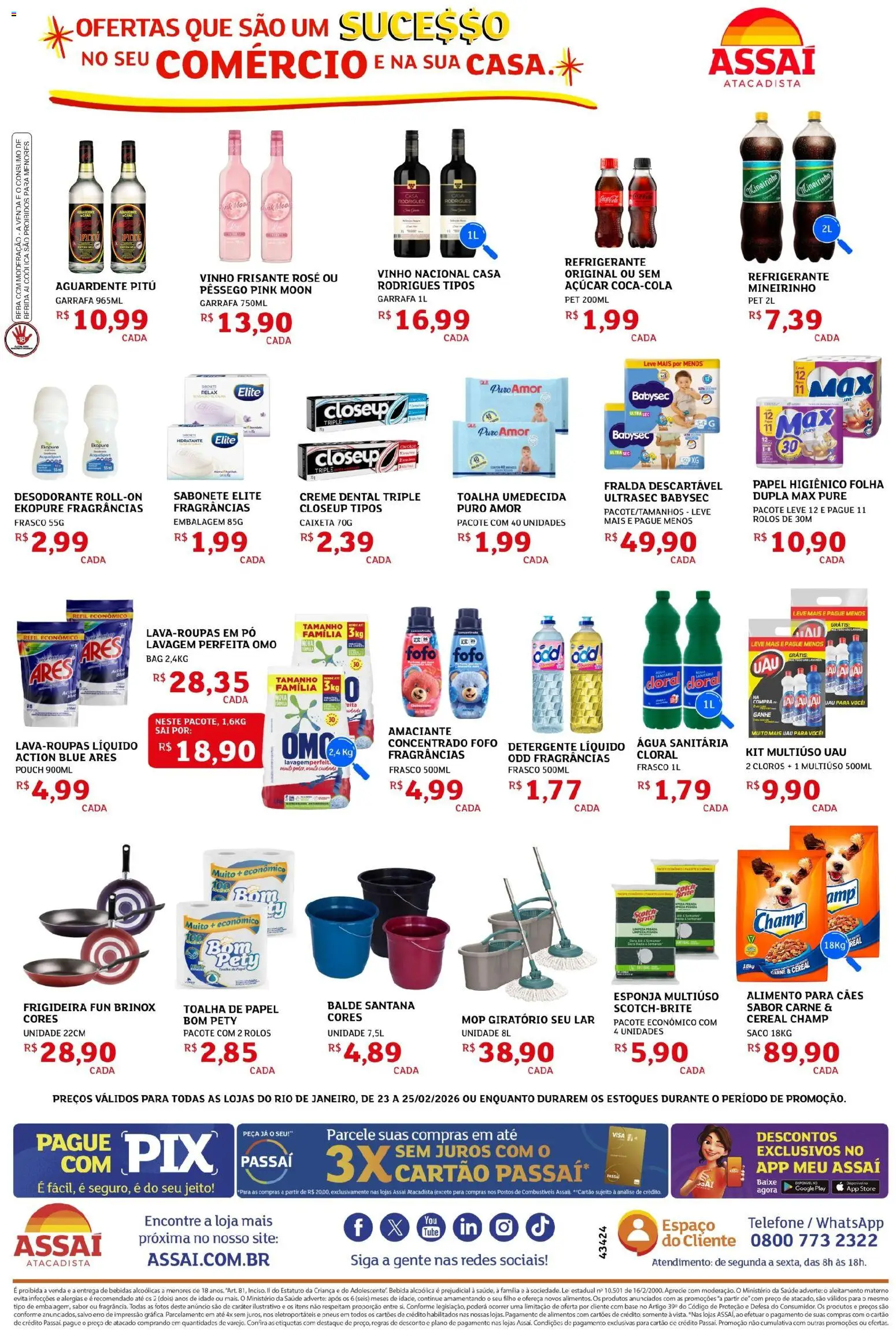 Assaí Atacadista Folheto - válido de 23.02.2026 | Página: 2 | Produtos: Esponja, Desodorante, Pneus, Creme dental