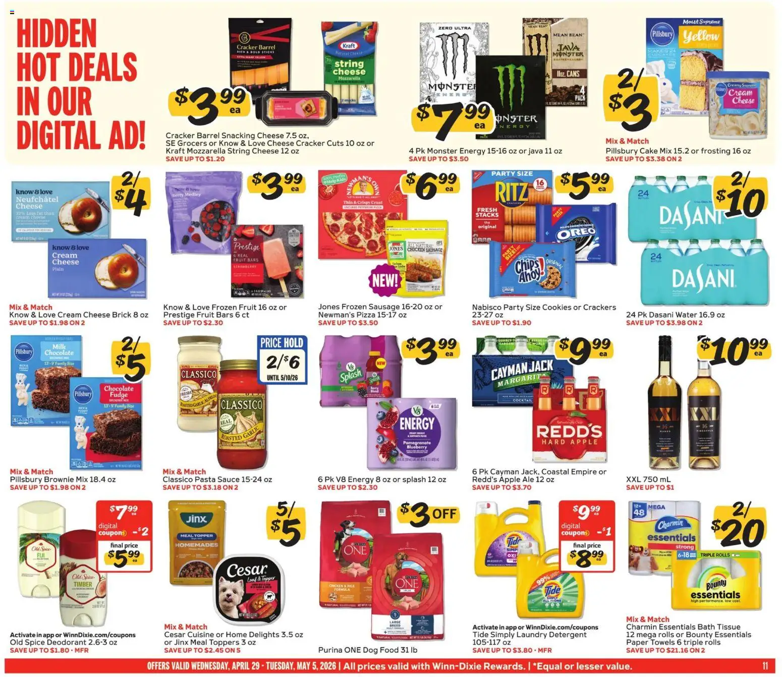 Winn Dixie Weekly Ad - valid from 29.04.2026 | Page: 11 | Products: Milk, Cheese, Pizza, Garlic