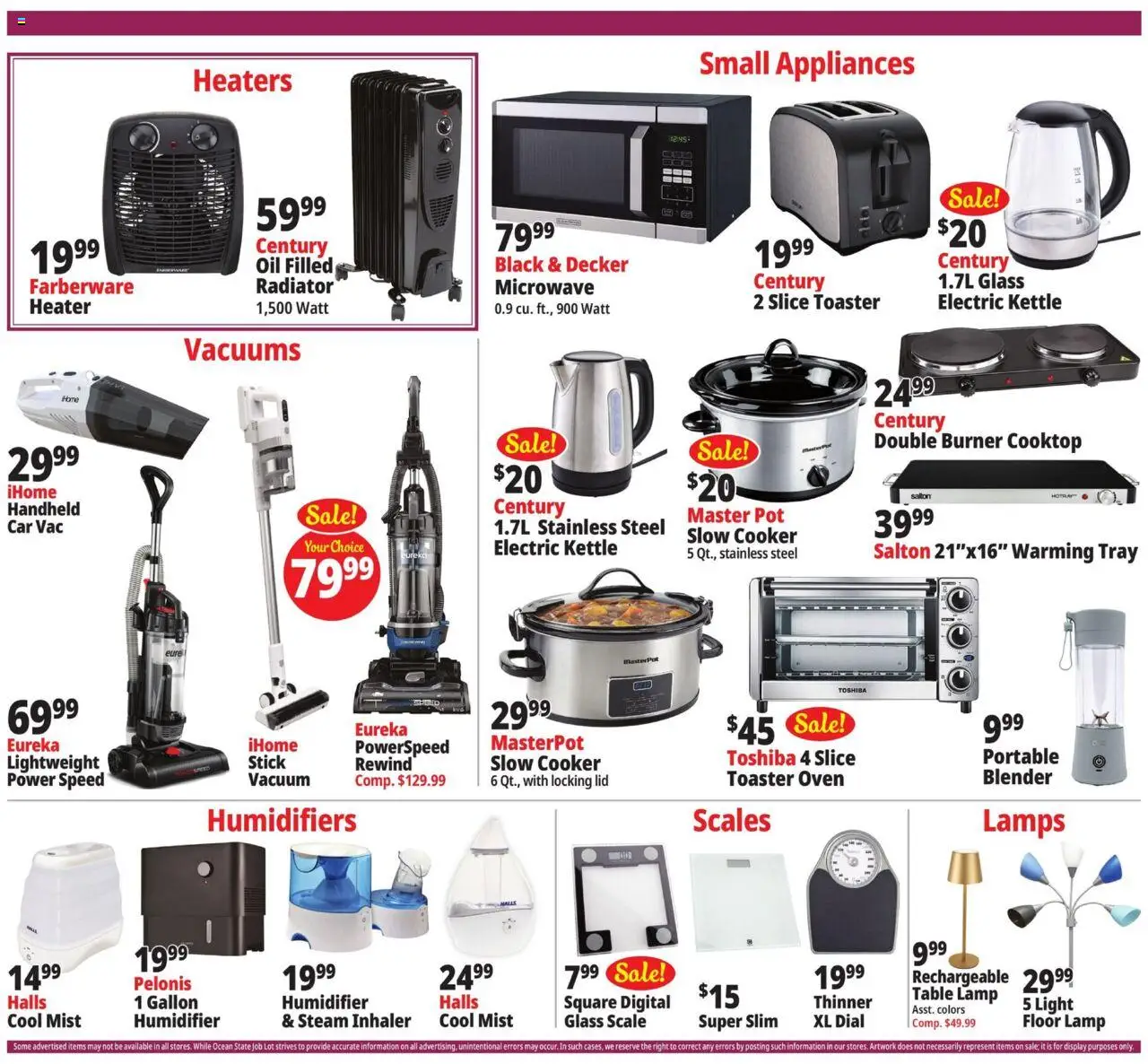 Ocean State Job Lot Weekly Ad - valid from 16.10.2025 | Page: 9 | Products: Table, Lamp, Microwave, Humidifier