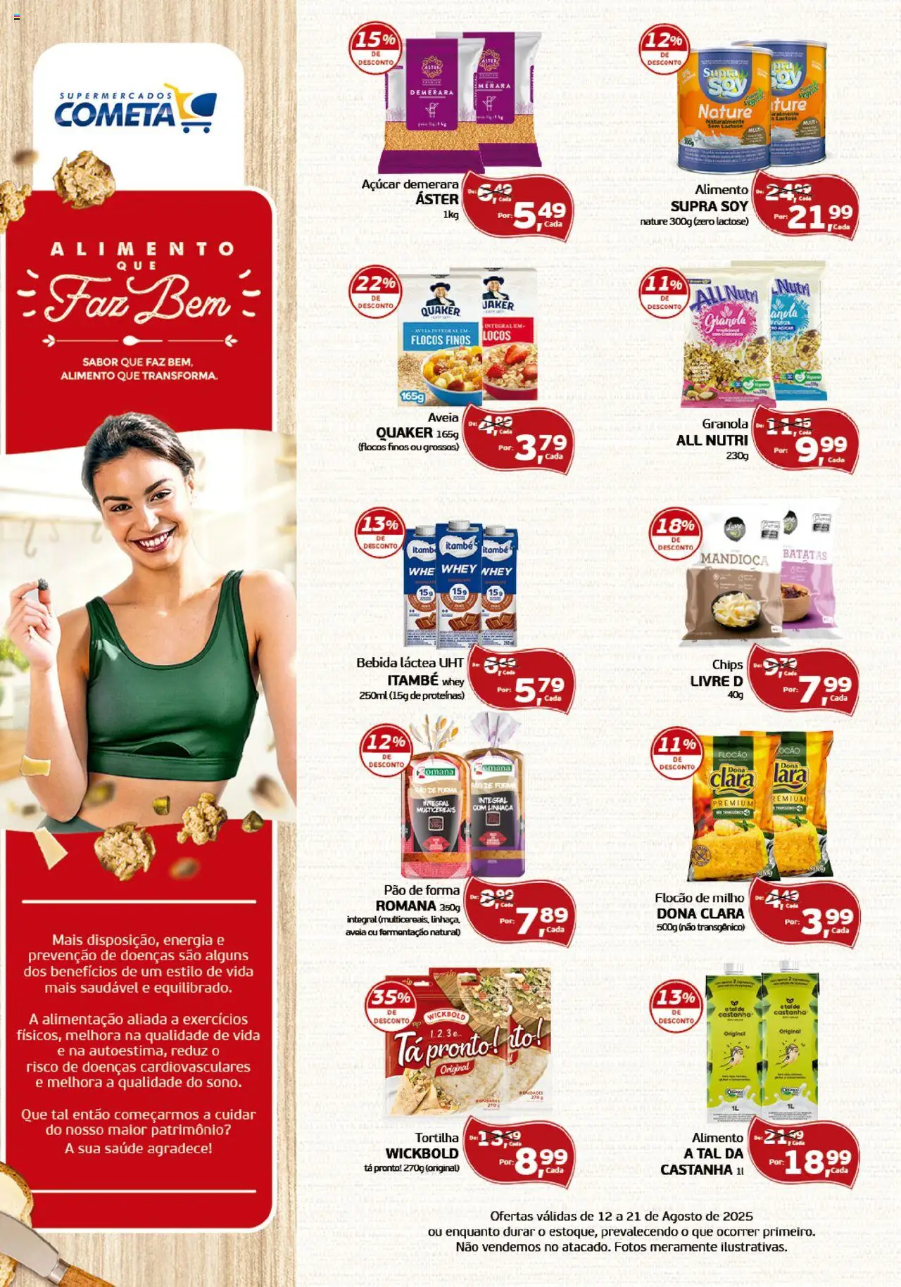 Cometa Supermercados Folheto - válido de 12.08.2025 | Página: 1 | Produtos: Pão, Granola, Pão de forma, Aveia