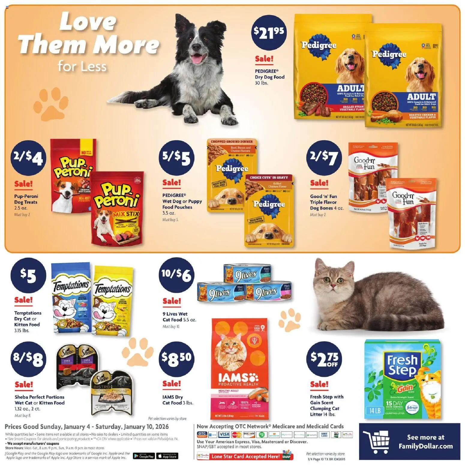 Family Dollar Grand Opening - valid from 04.01.2026 | Page: 12 | Products: Dog Treats, Cat Food, Cheese, Beet