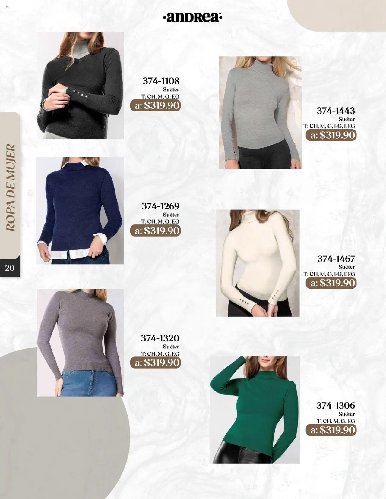 Nuevas ofertas de Andrea válidas en toda la República Mexicana desde el 24.08.2025. ¡Encuentra las mejores ofertas en Andrea - Catálogo Esenciales de Otoño! | Página: 20 | Productos: Suéter, Ropa