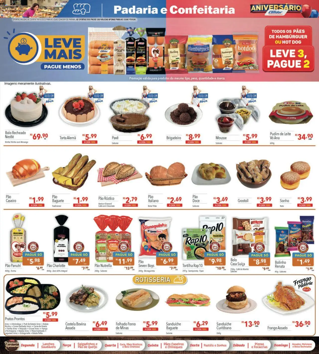 Supermercados Condor Folheto - válido de 25.09.2025 | Página: 11 | Produtos: Mousse, Chocolate, Salame, Hambúrguer