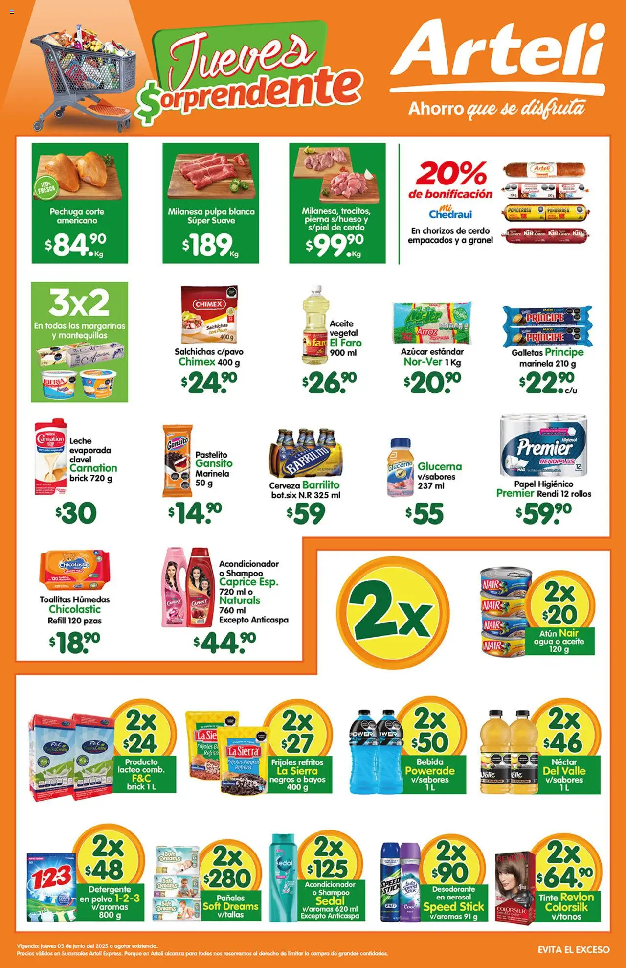 Nuevas ofertas de Arteli válidas en toda la República Mexicana desde el 05.06.2025. ¡Encuentra las mejores ofertas en Arteli Prensa Express! | Página: 1 | Productos: Detergente, Leche, Galletas, Pañales