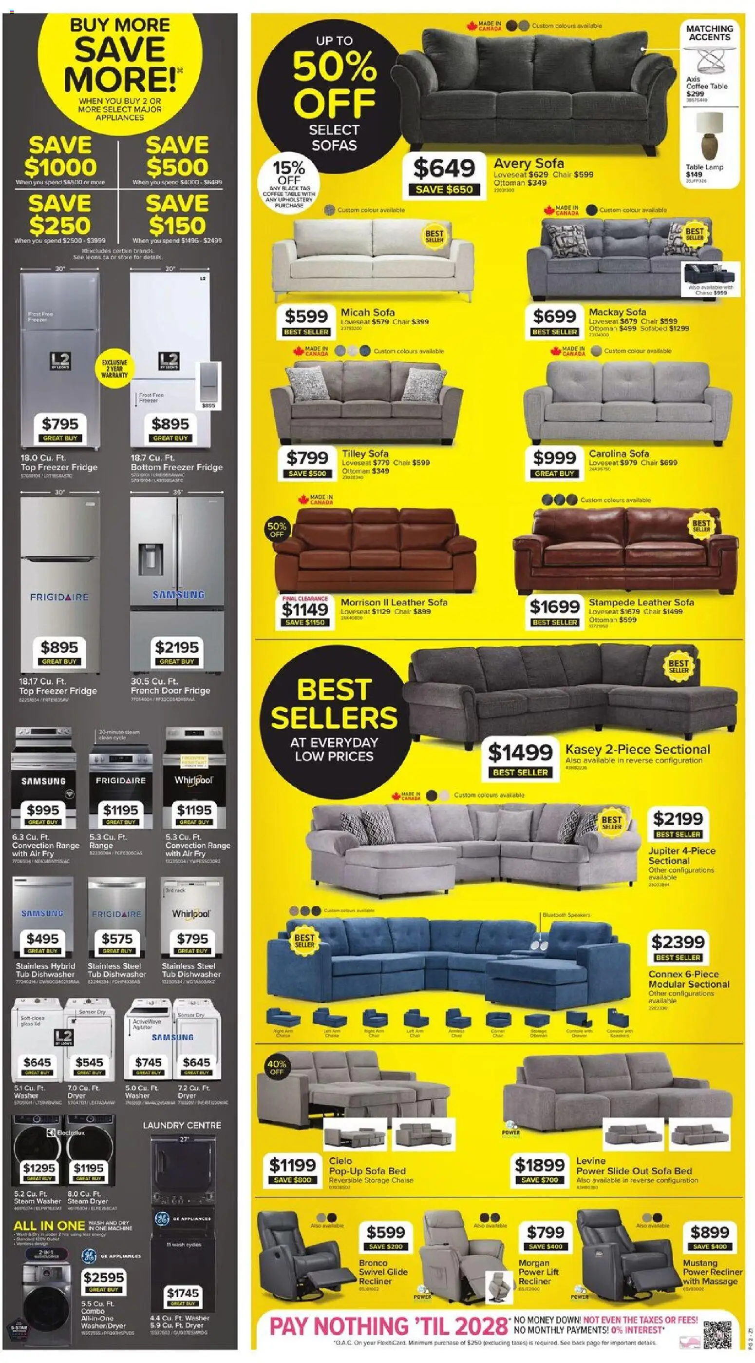 Leon's flyer valid from 16.04.2026 | Page: 2 | Products: Freezer, Dryer, Coffee table, Coffee