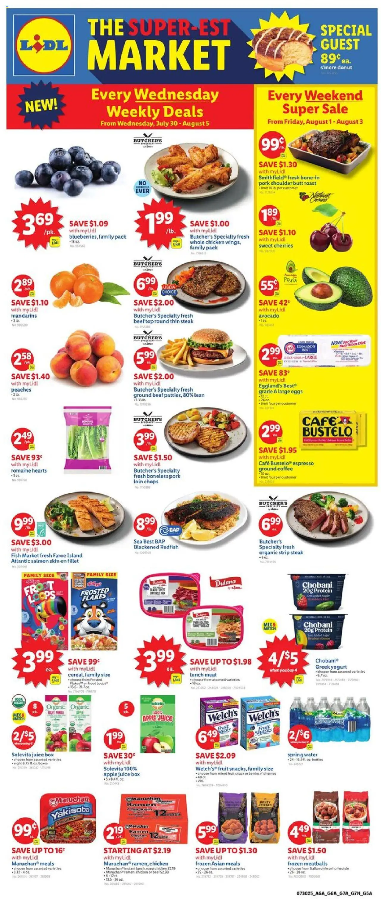 Lidl Weekly Ad - GA - valid from 30.07.2025 | Page: 1 | Products: Yogurt, Eggs, Juice, Beef