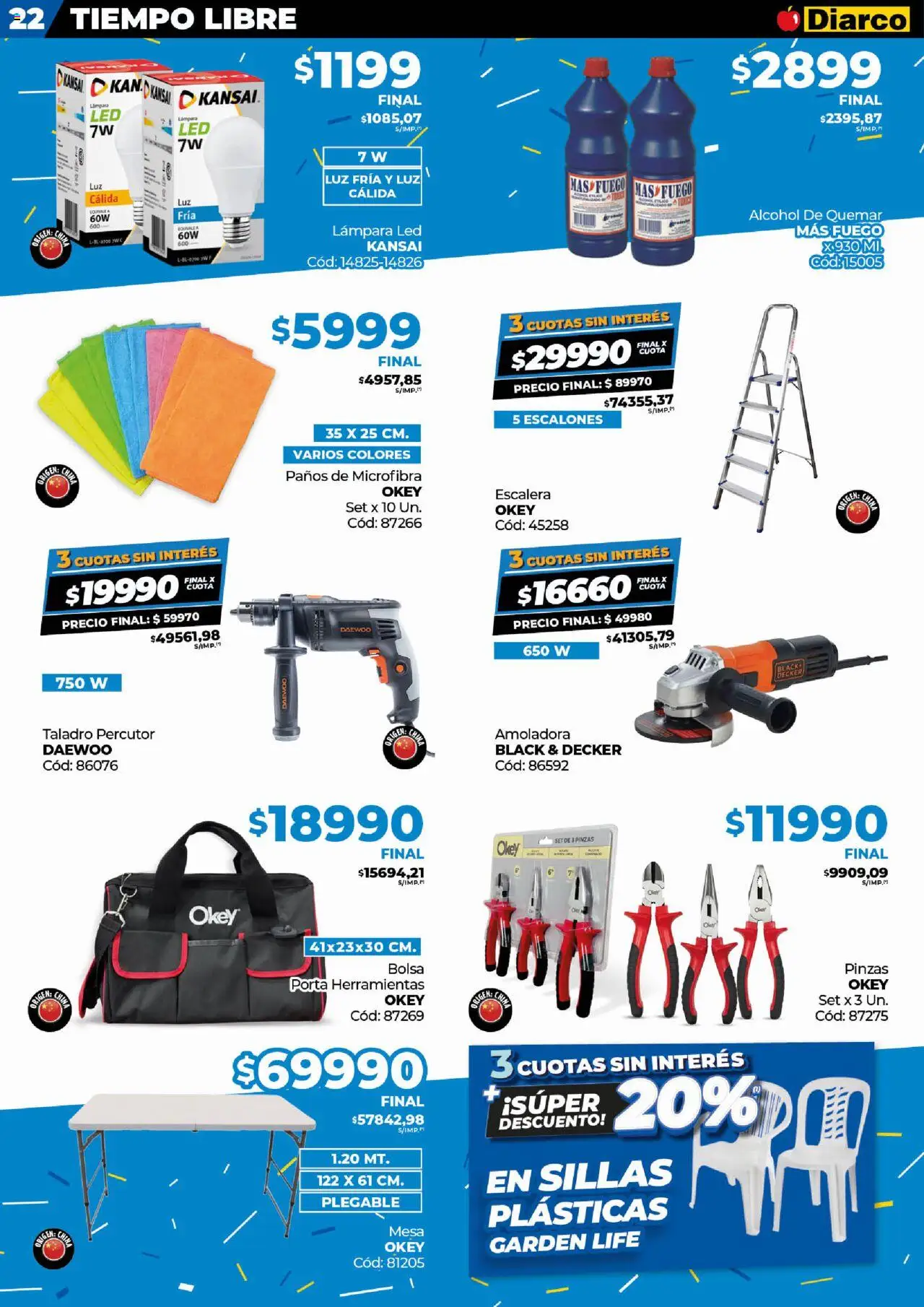 Diarco - Ofertas Sur │ válido desde el 08.09.2025 | Página: 22 | Productos: Bolsa, Escalera, Lámpara, Taladro