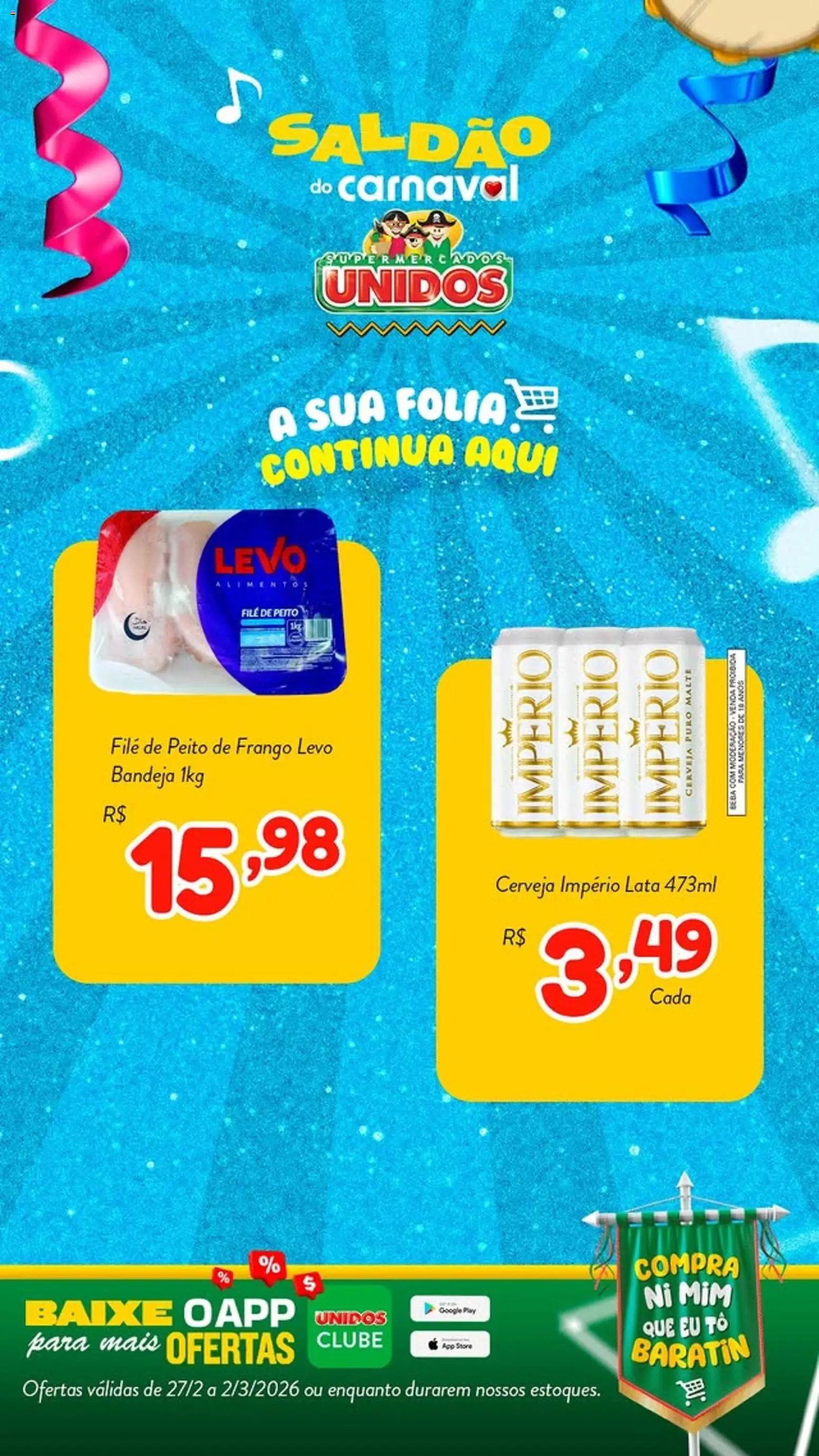 Supermercados Unidos Folheto - válido de 27.02.2026 | Página: 4 | Produtos: Cerveja, Bandeja, Frango, Peito de frango