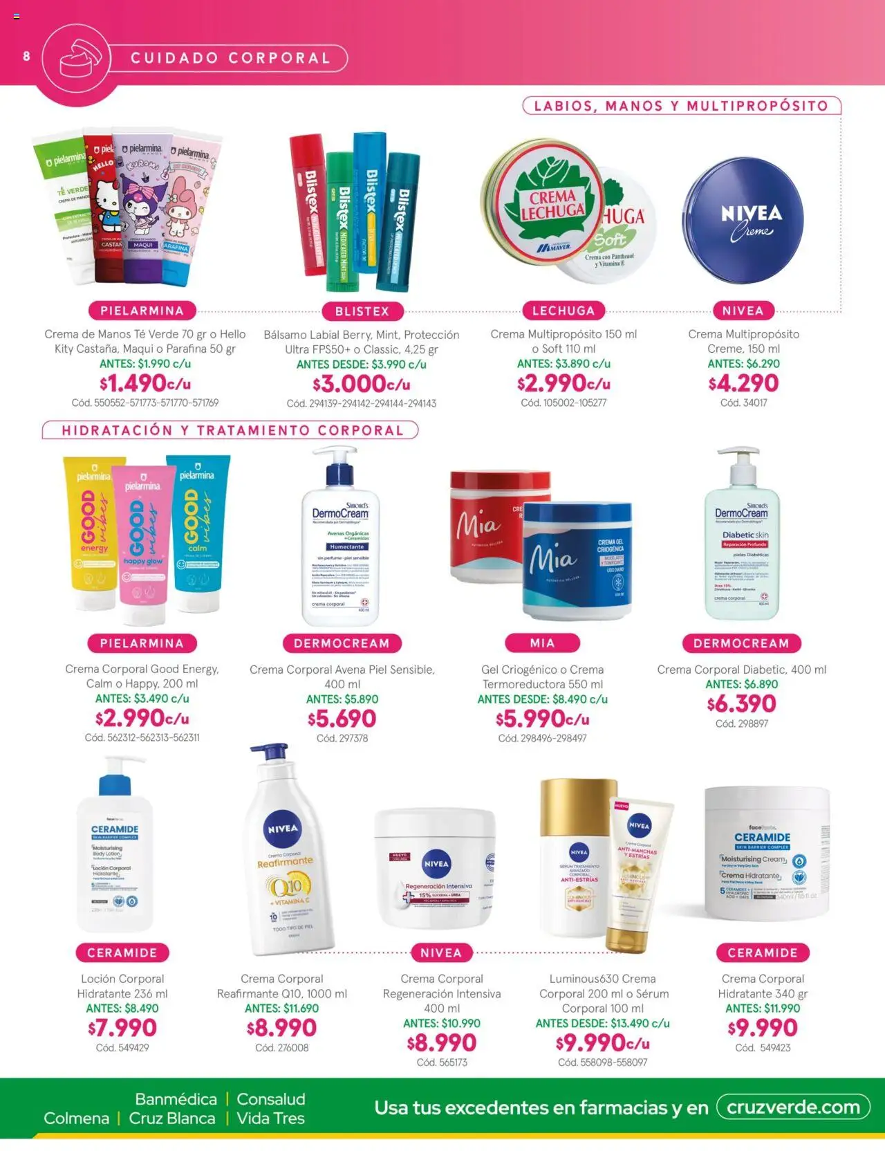 Belleza y Cuidado Personal Cruz Verde │ válido desde el 01.08.2025 | Página: 8 | Productos: Avena, Body, Té, Serum