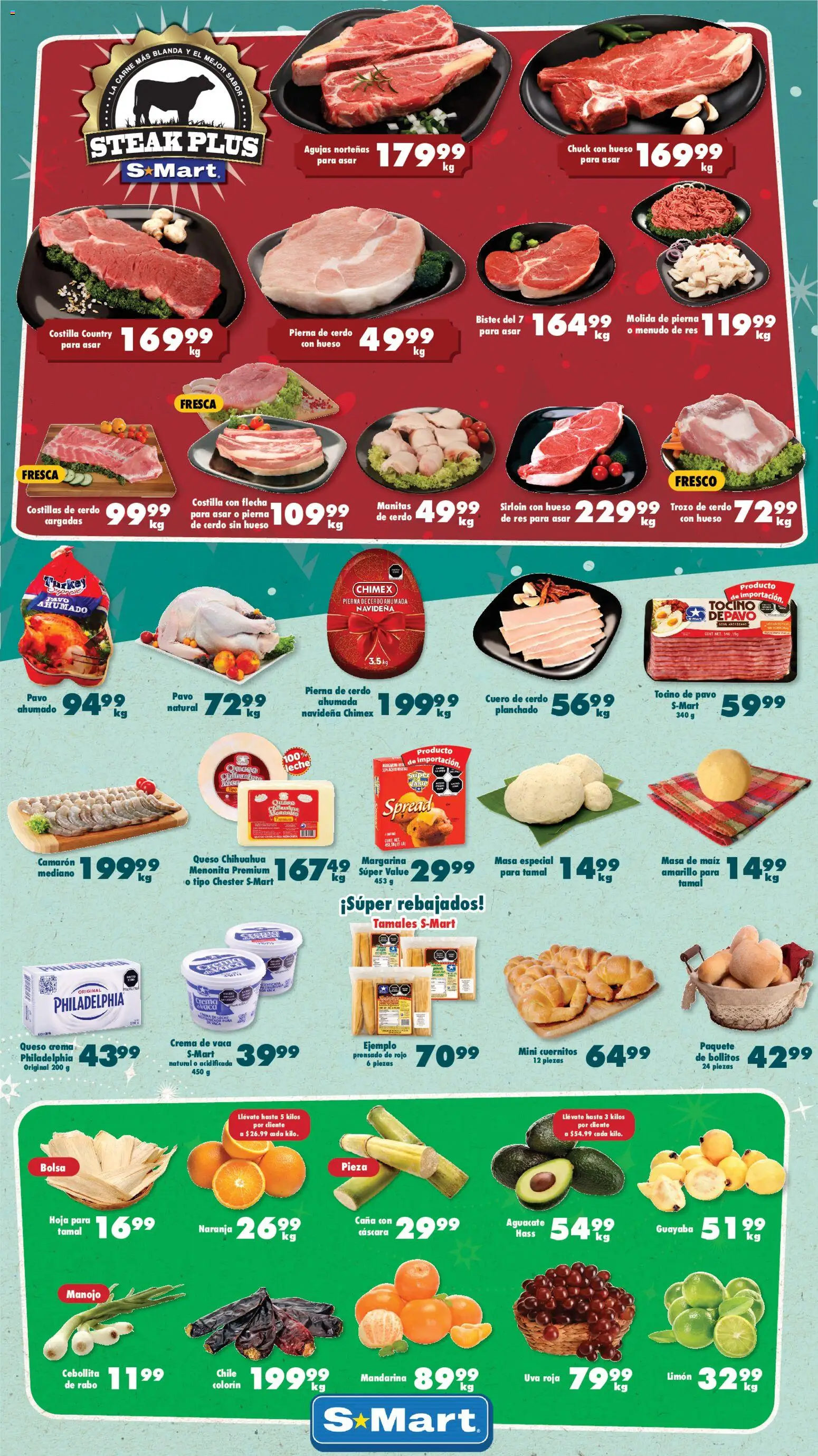 Nuevas ofertas de S-Mart válidas en toda la República Mexicana desde el 19.12.2025. ¡Encuentra las mejores ofertas en S-Mart folleto Monterrey! | Página: 1 | Productos: Tocino, Aceite, Cerdo, Margarina