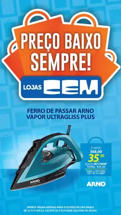 Lojas Cem - Ofertas atuais - Pré-Visualização do folheto da loja Lojas Cem, válido de 23.03.2026 | Página: 123 | Produtos: Ferro, Ferro de passar, Carne, Baixo