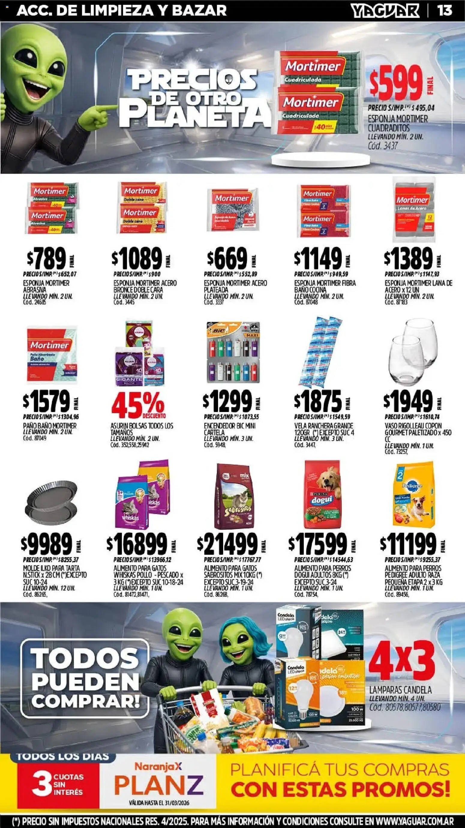 Yaguar - Oferta Semanal Jujuy │ válido desde el 09.03.2026 | Página: 13 | Productos: Vela, Encendedor, Molde, Pollo