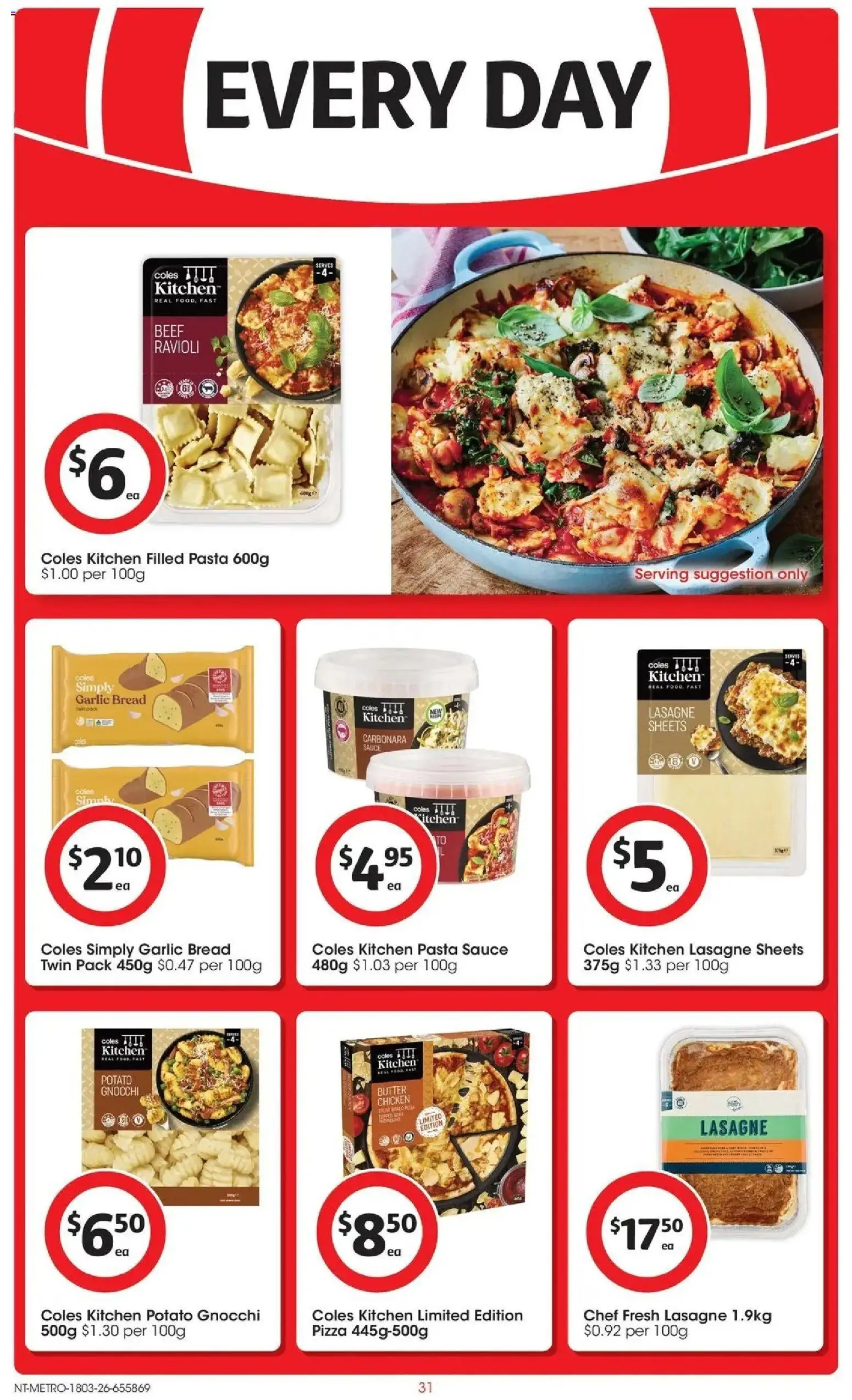 Coles catalogue - valid from 17.03.2026 | Page: 31 | Products: Bread, Pizza, Beef, Garlic
