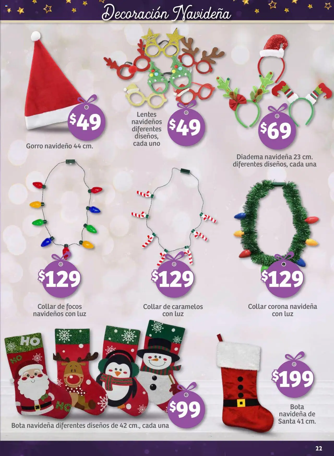 Nuevas ofertas de Soriana válidas en toda la República Mexicana desde el 25.09.2025. ¡Encuentra las mejores ofertas en Soriana - Decoración Navideña Mercado Nacional! | Página: 22 | Productos: Lentes, Collar