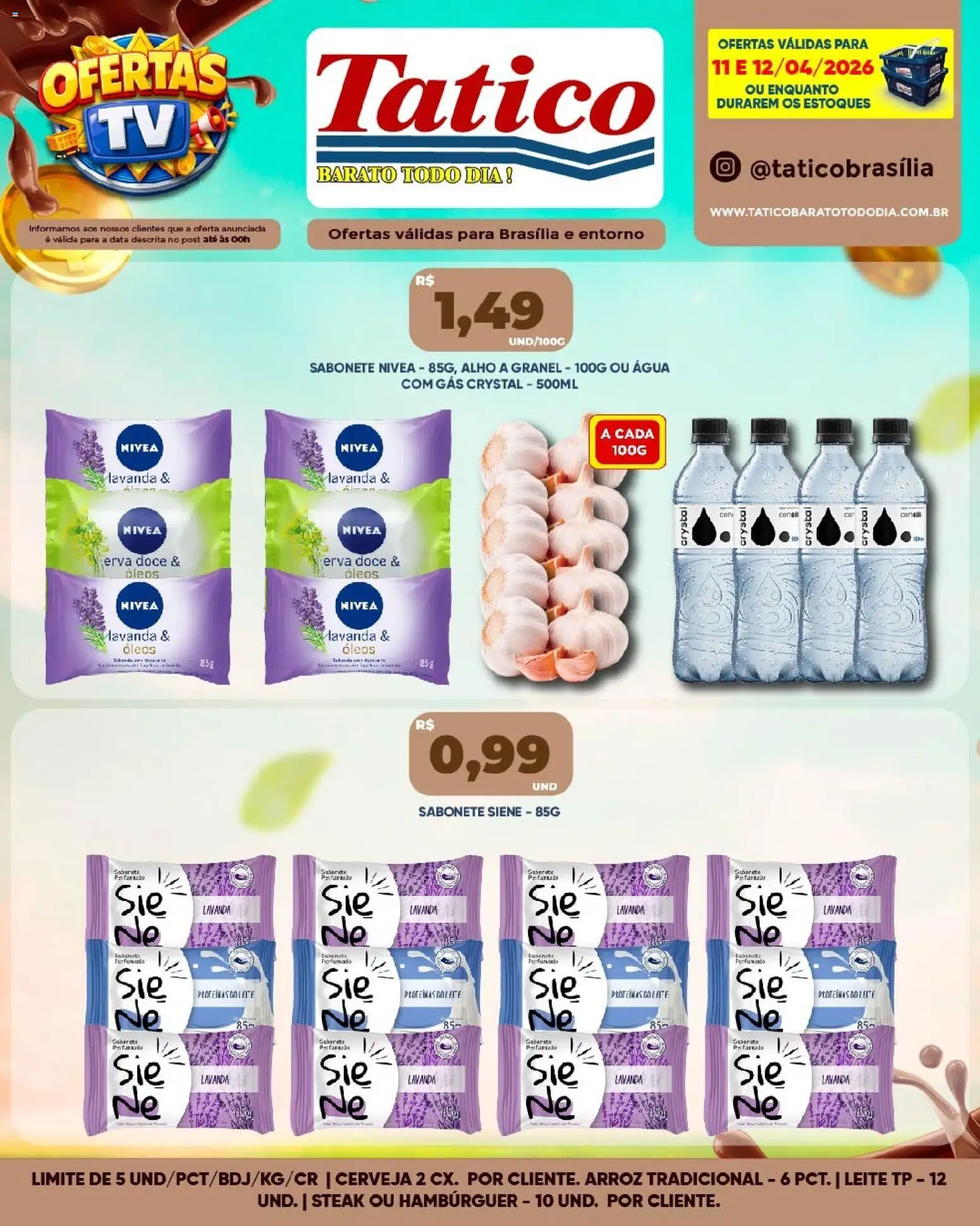 Tatico Folheto - válido de 11.04.2026 | Página: 1 | Produtos: Água com gás, Leite, Cerveja, Hambúrguer