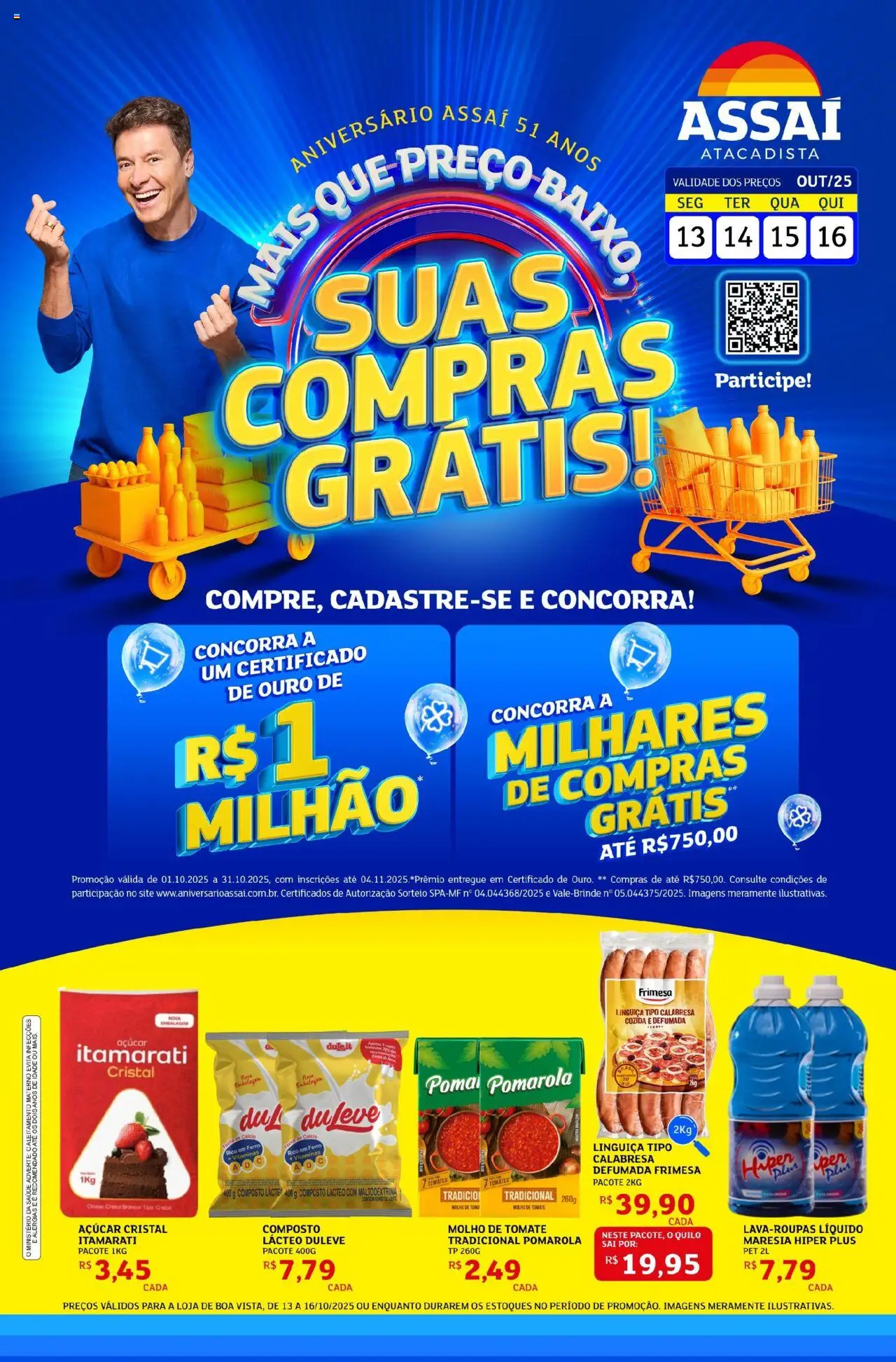 Assaí Atacadista Folheto - válido de 13.10.2025 | Página: 1 | Produtos: Molho de tomate, Tomates, Cálcio, Açúcar