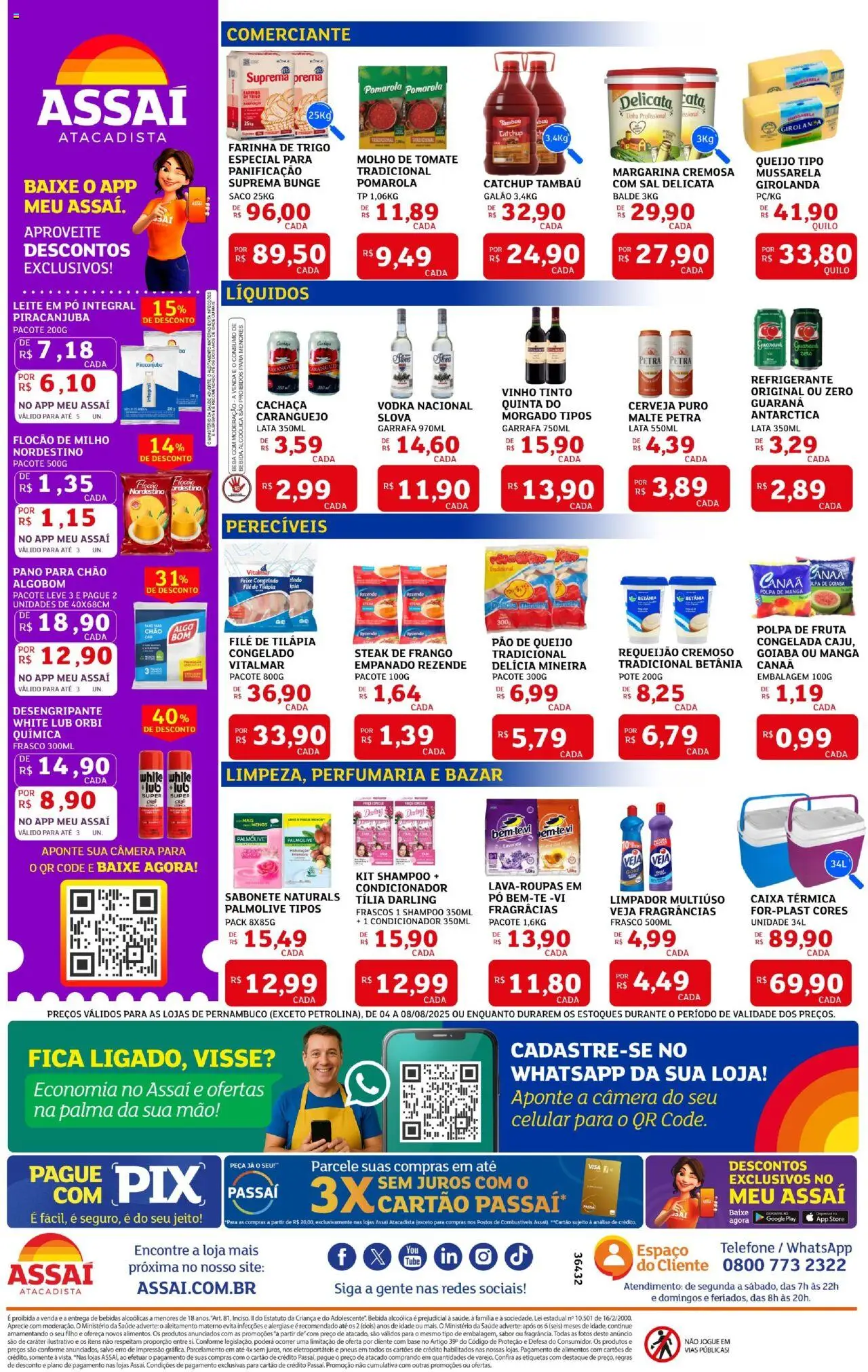 Assaí Atacadista Folheto - válido de 04.08.2025 | Página: 2 | Produtos: Molho de tomate, Vinho, Refrigerante, Pão de queijo