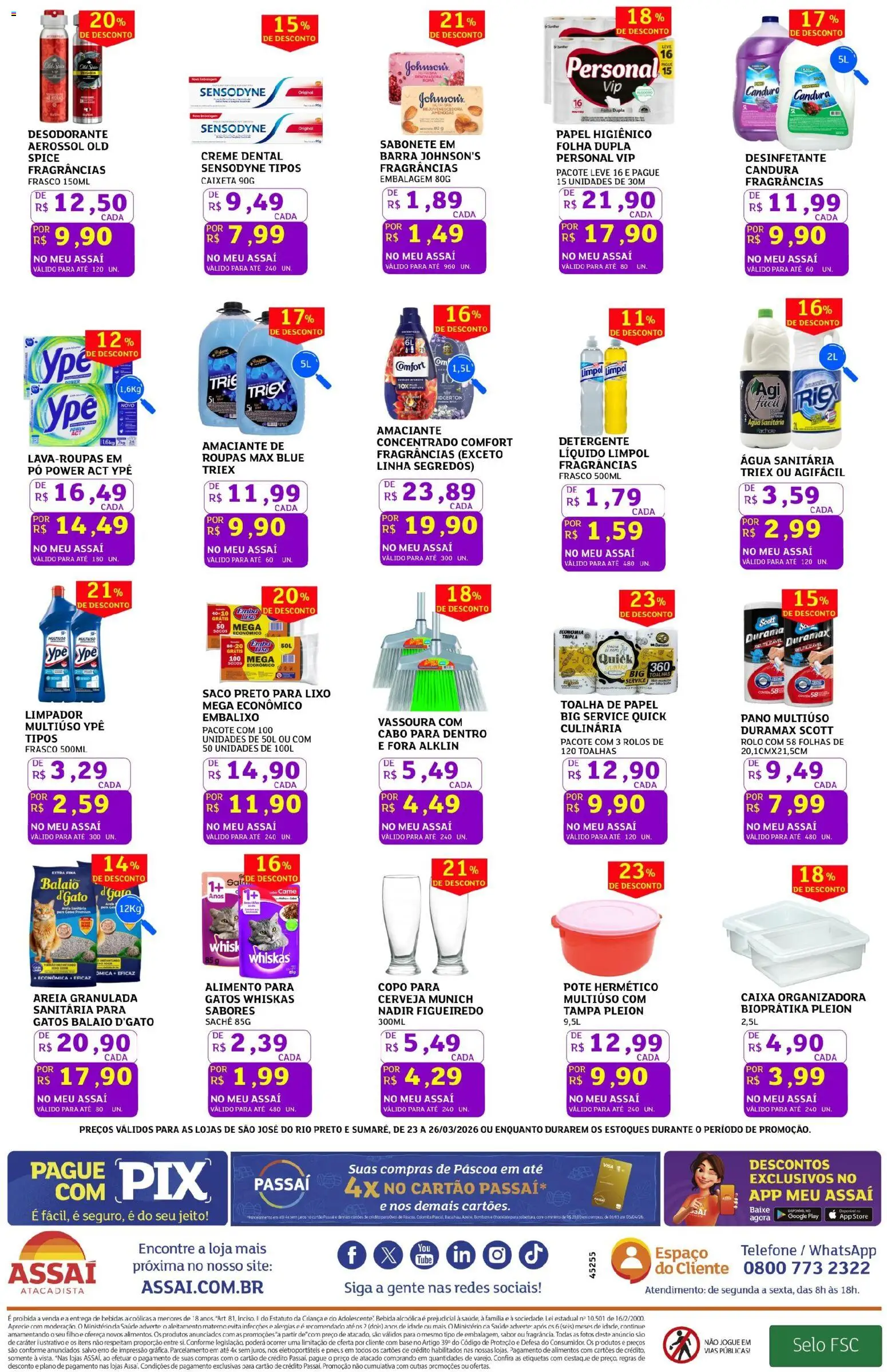 Assaí Atacadista Folheto - válido de 23.03.2026 | Página: 4 | Produtos: Ovos, Sabonete, Papel higiênico, Vassoura