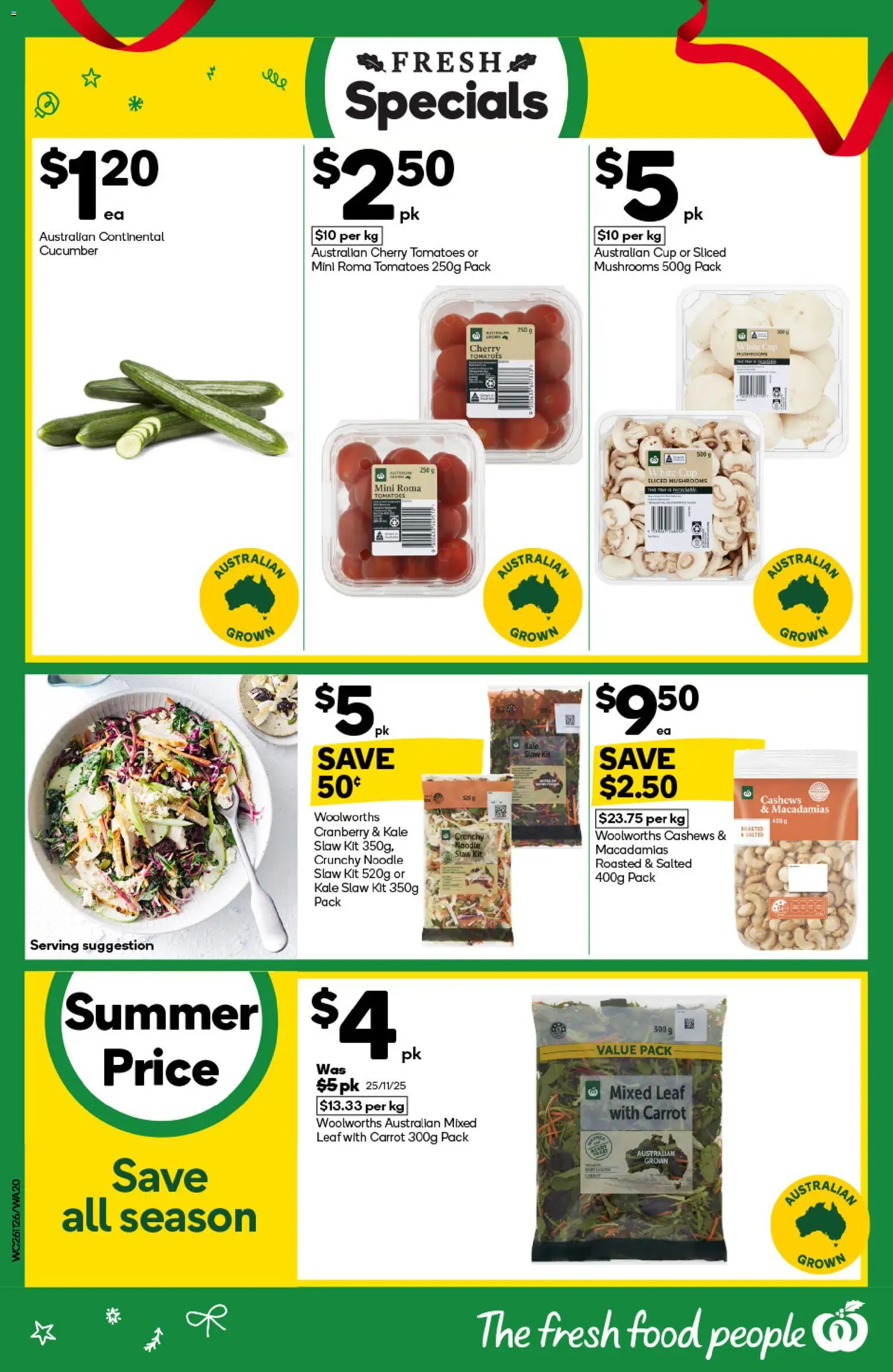 Woolworths catalogue - valid from 26.11.2025 | Page: 20 | Products: Kale, Tomatoes, Mushrooms, Cap