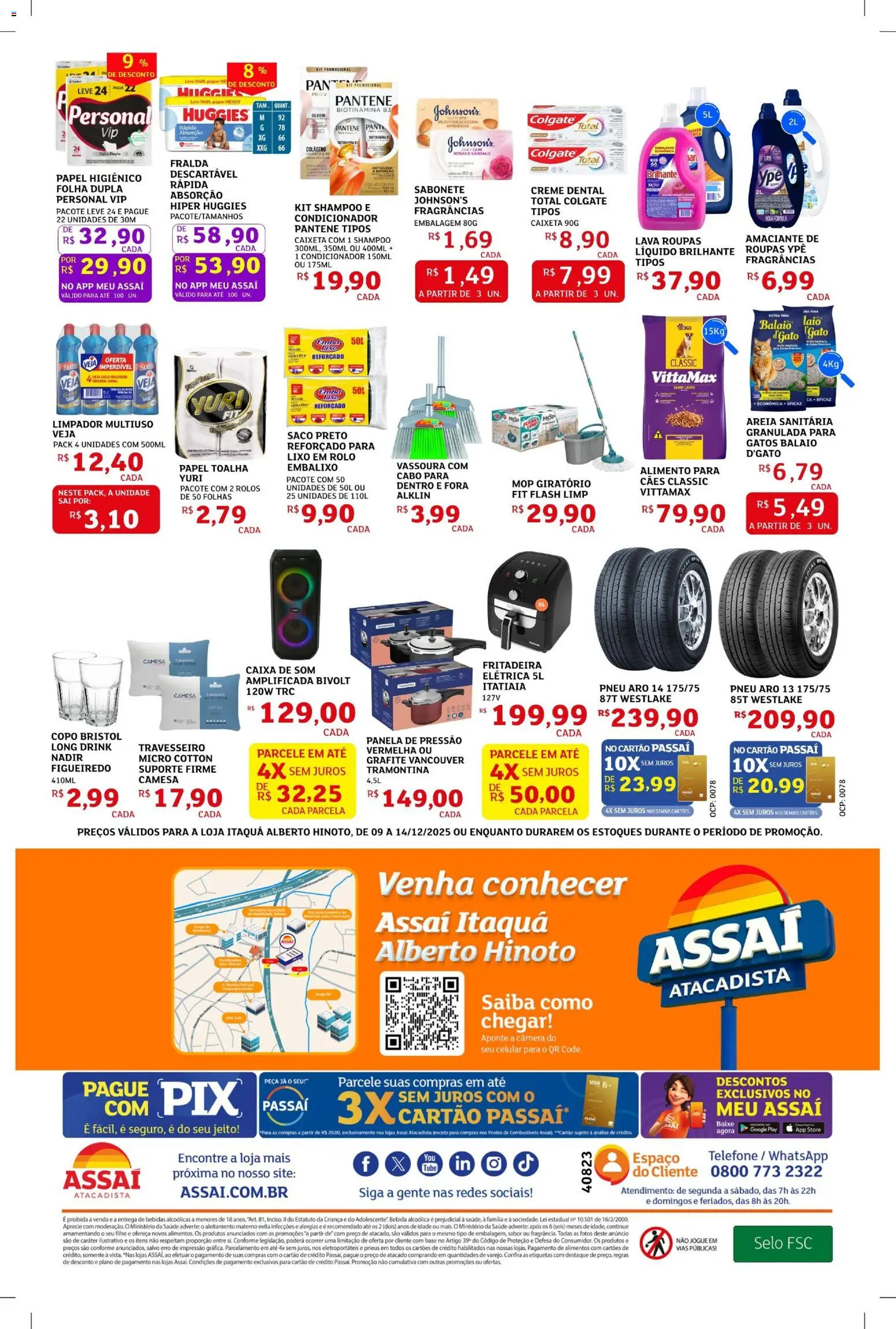 Assaí Atacadista Folheto - válido de 09.12.2025 | Página: 4 | Produtos: Shampoo, Celular, Limpador multiuso, Pneus