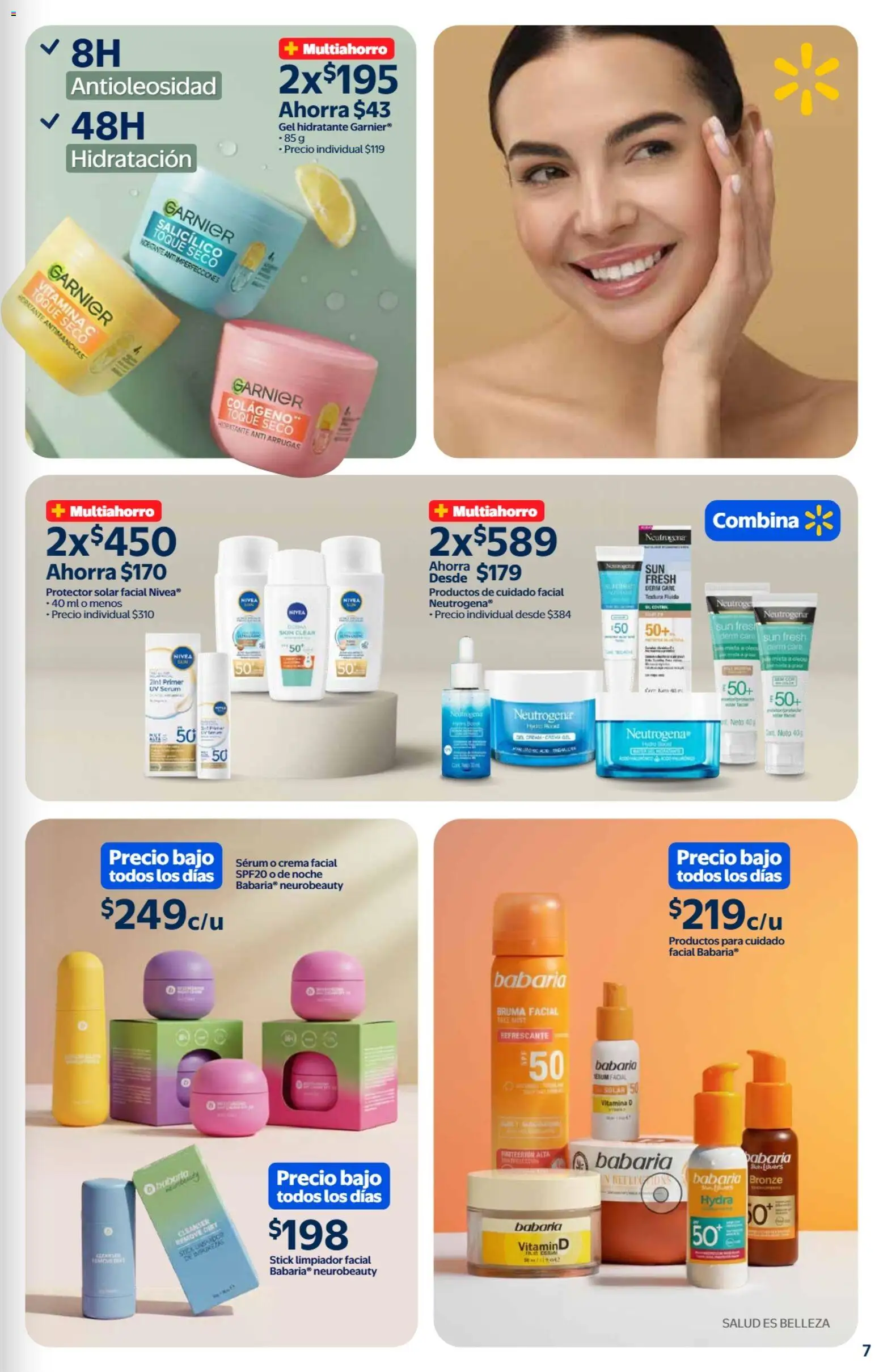 Nuevas ofertas de Walmart válidas en toda la República Mexicana desde el 13.03.2026. ¡Encuentra las mejores ofertas en Walmart folleto Belleza natural a precios bajos! | Página: 7 | Productos: Serum, Bruma, Limpiador, Limpiador facial