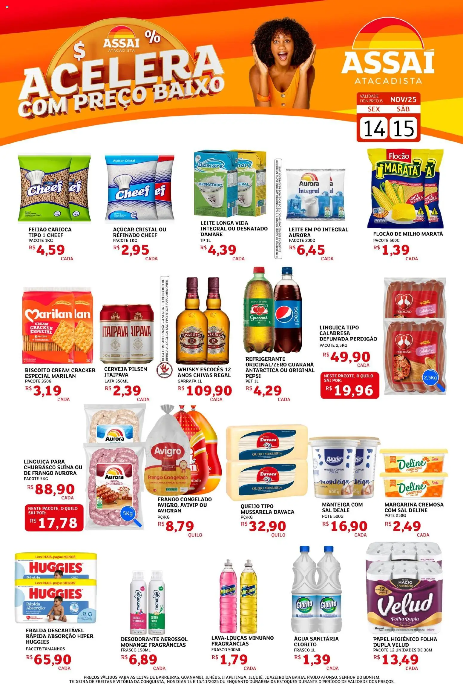 Assaí Atacadista Folheto - válido de 14.11.2025 | Página: 1 | Produtos: Feijão, Whisky, Cerveja, Bebida