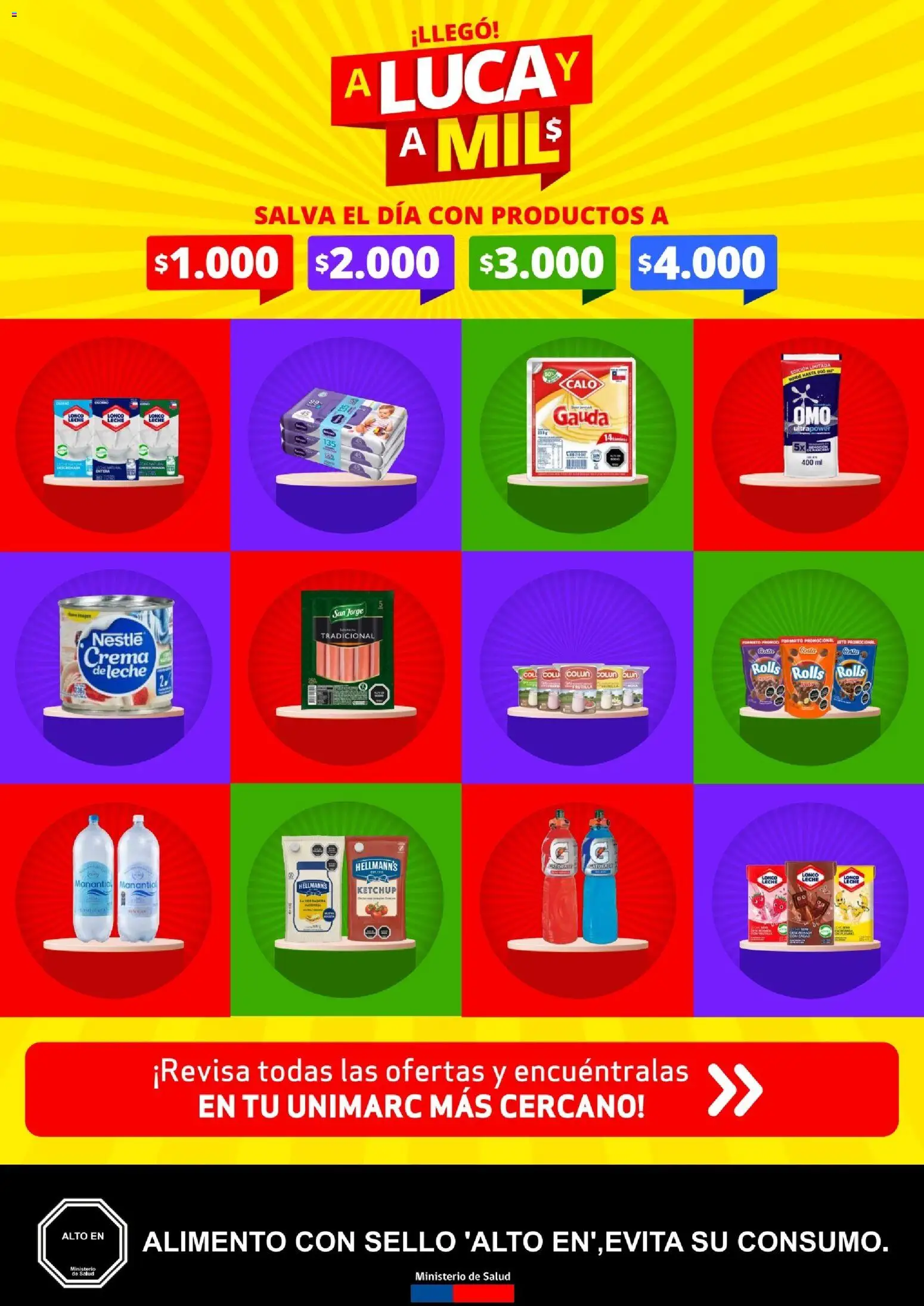 Unimarc Ofertas │ válido desde el 15.04.2026 | Página: 1 | Productos: Leche, Frutilla, Ketchup, Crema