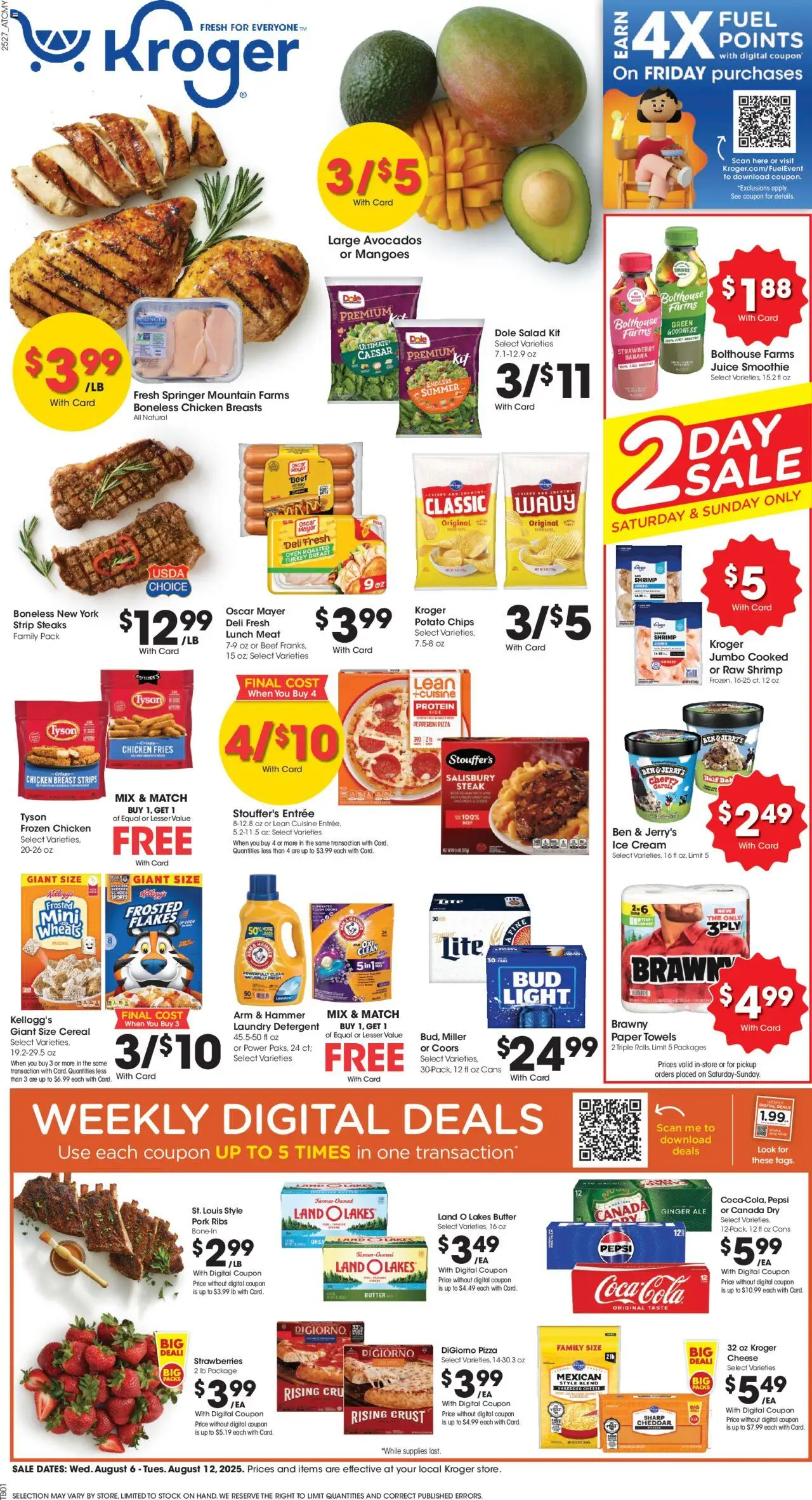 Kroger Weekly Ad - valid from 06.08.2025 | Page: 1 | Products: Ginger, Hammer, Pork, Beef