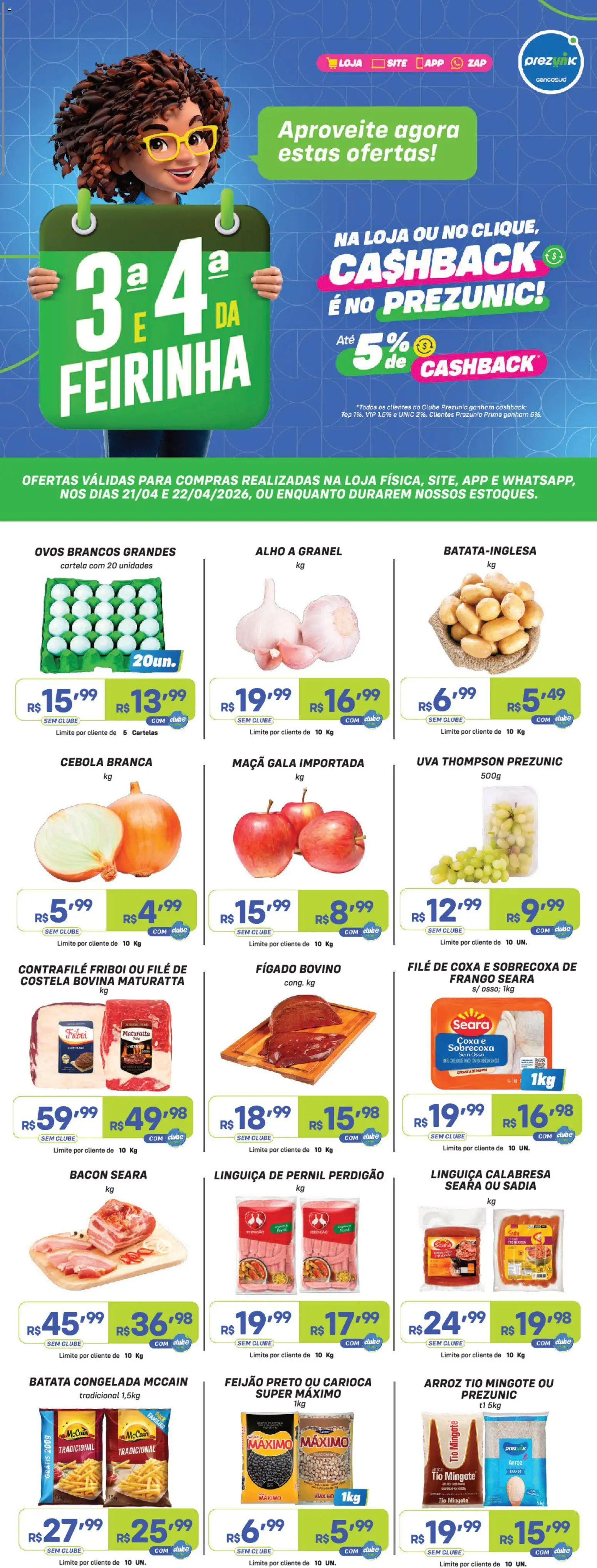 Prezunic Folheto - válido de 21.04.2026 | Página: 1 | Produtos: Feijão, Pernil, Arroz, Frango