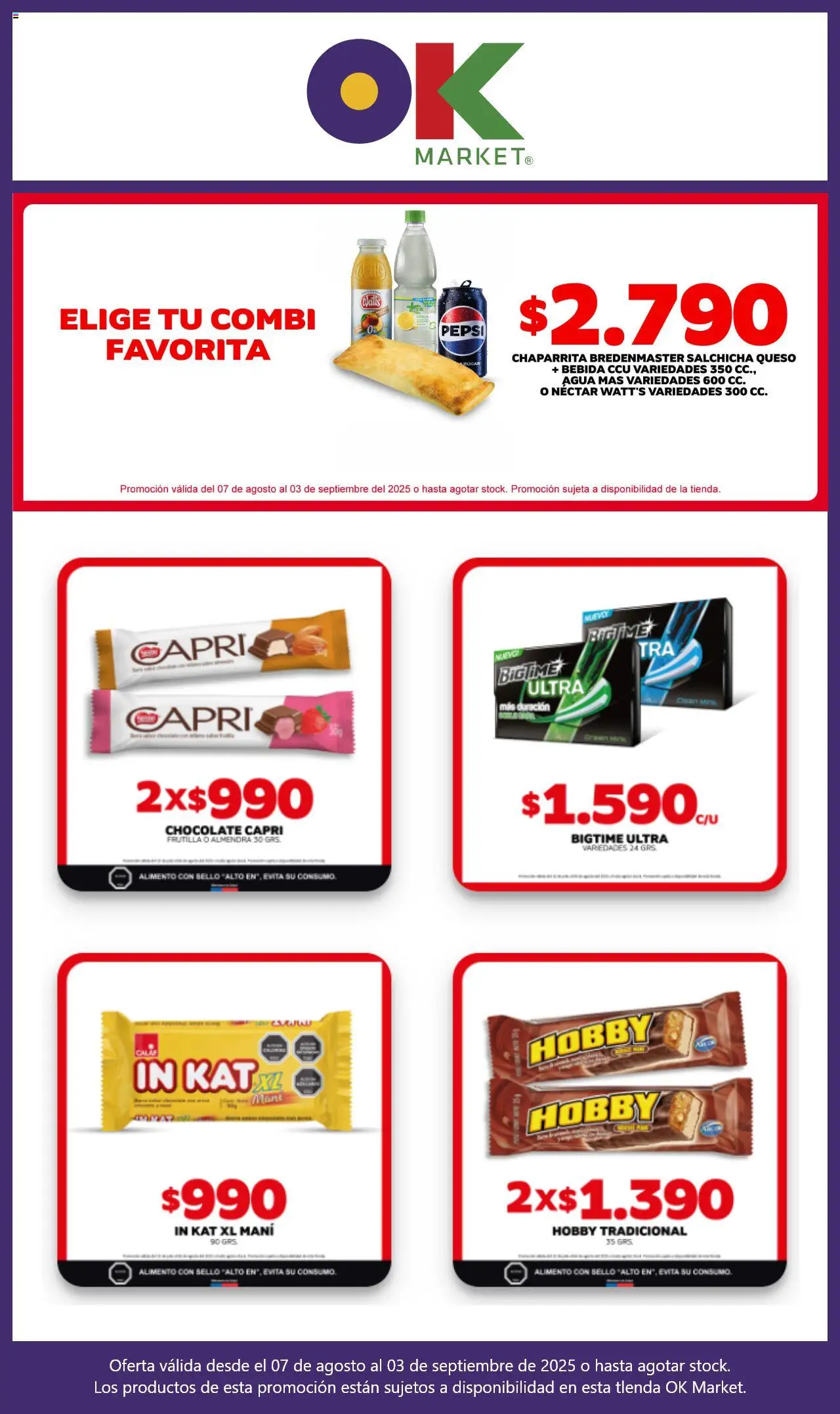 OK Market ofertas  │ válido desde el 07.08.2025 | Página: 2 | Productos: Agua, Queso, Chocolate, Frutilla