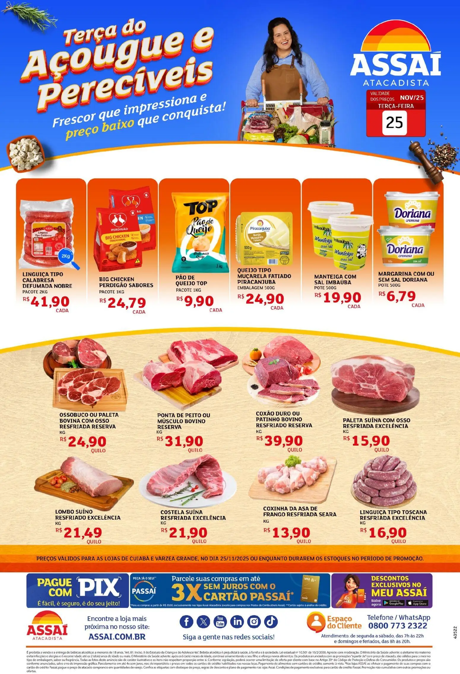 Assaí Atacadista Folheto - válido de 25.11.2025 | Página: 1 | Produtos: Pão, Baixo, Telefone, Margarina