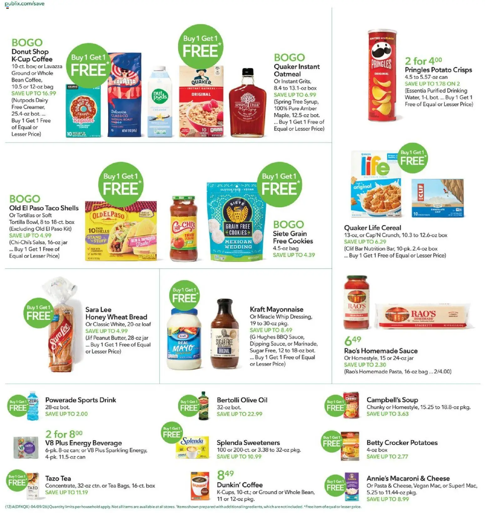 Publix Weekly Ad - valid from 08.04.2026 | Page: 12 | Products: Oil, Tea, Pasta, Sauce