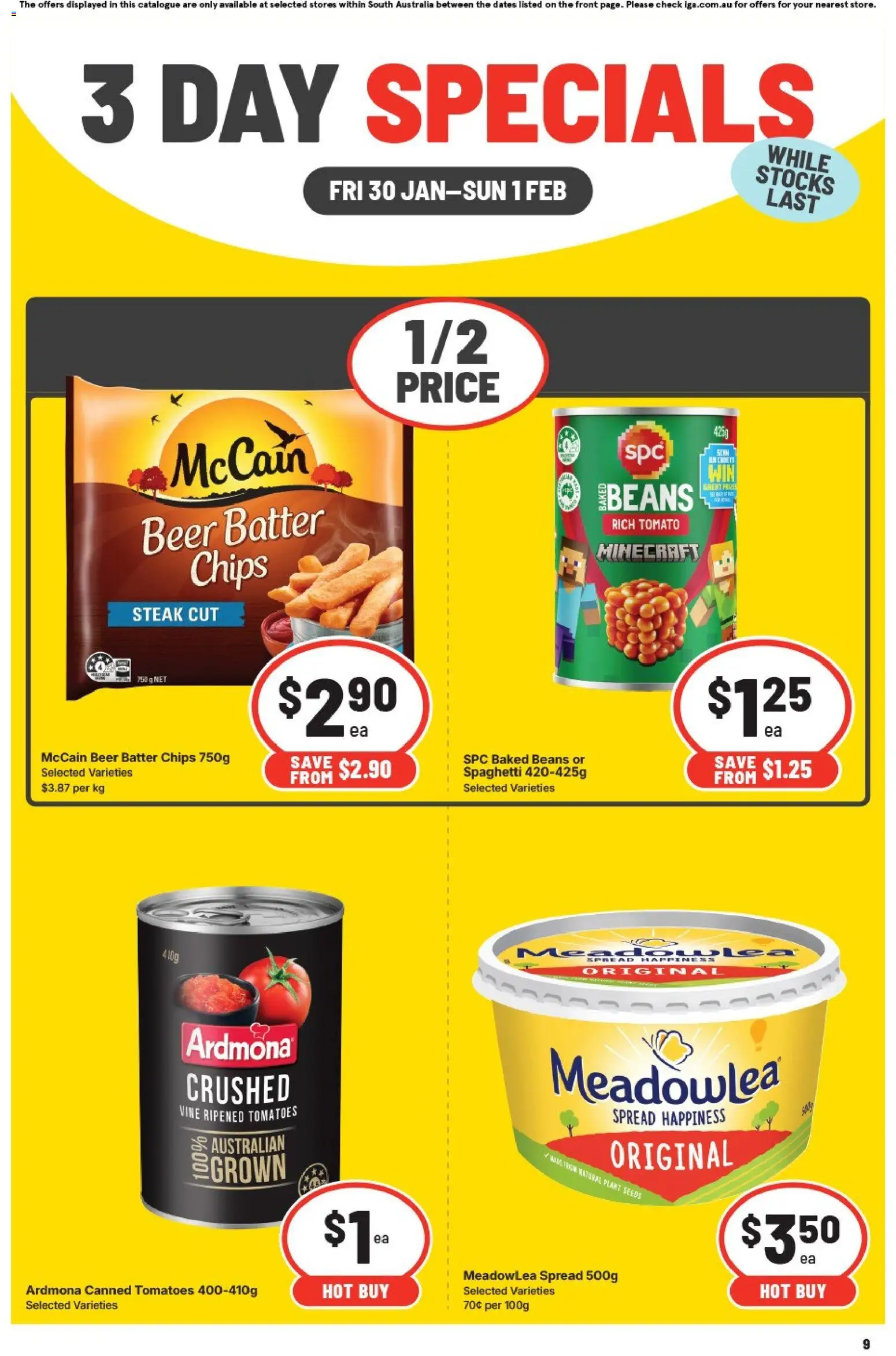 IGA catalogue - valid from 30.01.2026 | Page: 3 | Products: Plant, Beer, Chips, Steak