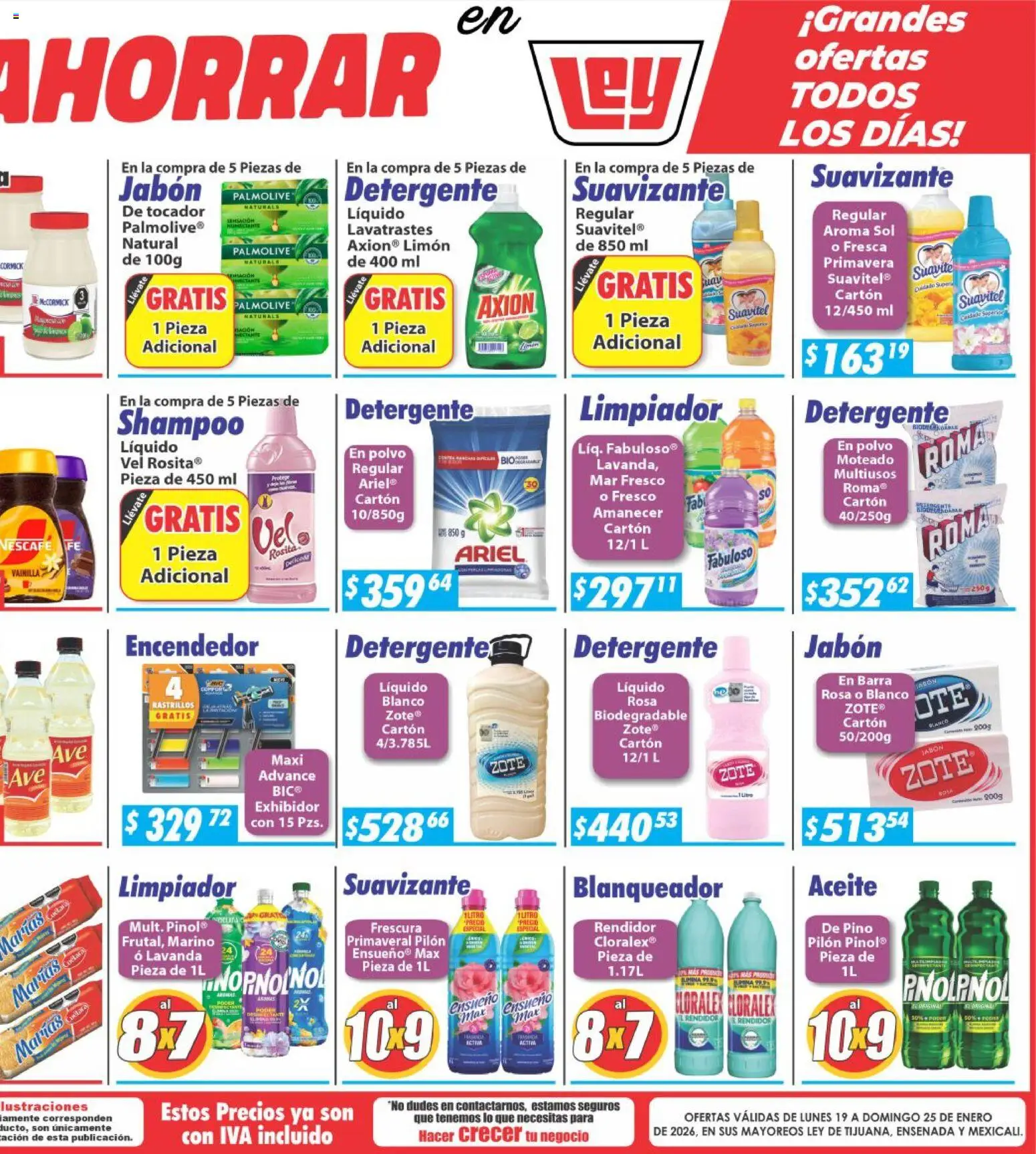 Nuevas ofertas de Casa Ley válidas en toda la República Mexicana desde el 19.01.2026. ¡Encuentra las mejores ofertas en Casa Ley folleto Frontera! | Página: 6 | Productos: Aceite, Encendedor, Polvo, Jabón