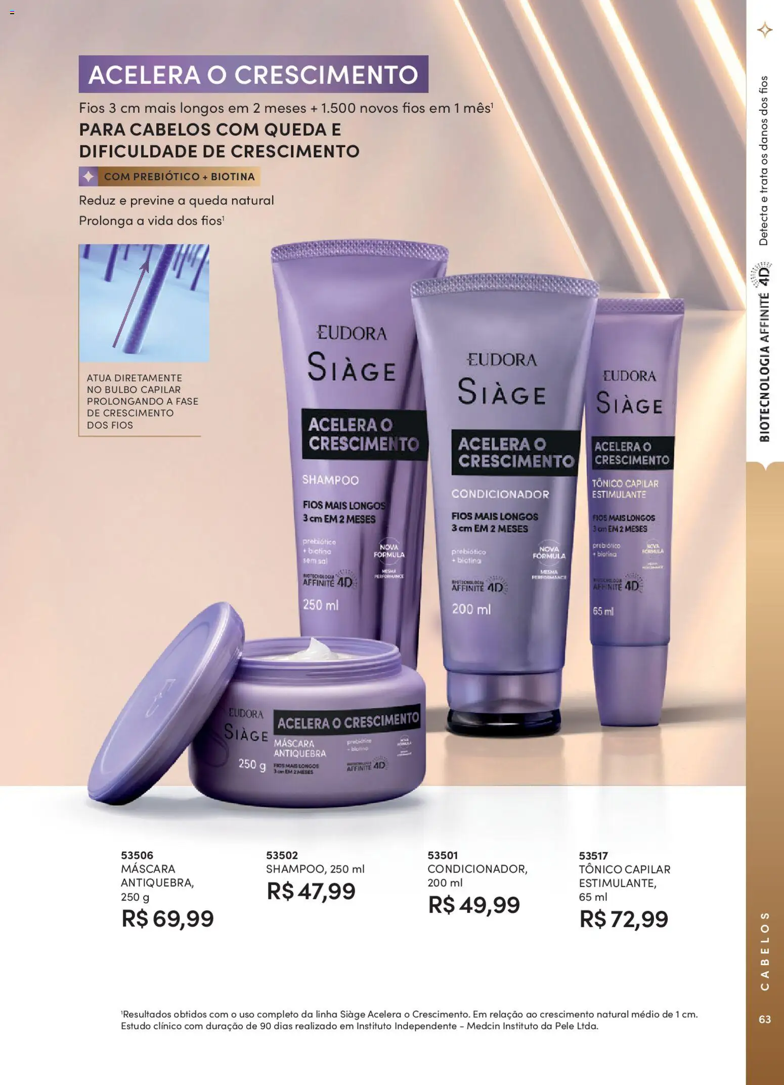 Eudora Folheto - válido de 26.01.2026 | Página: 63 | Produtos: Shampoo, Tônico, Condicionador, Sal