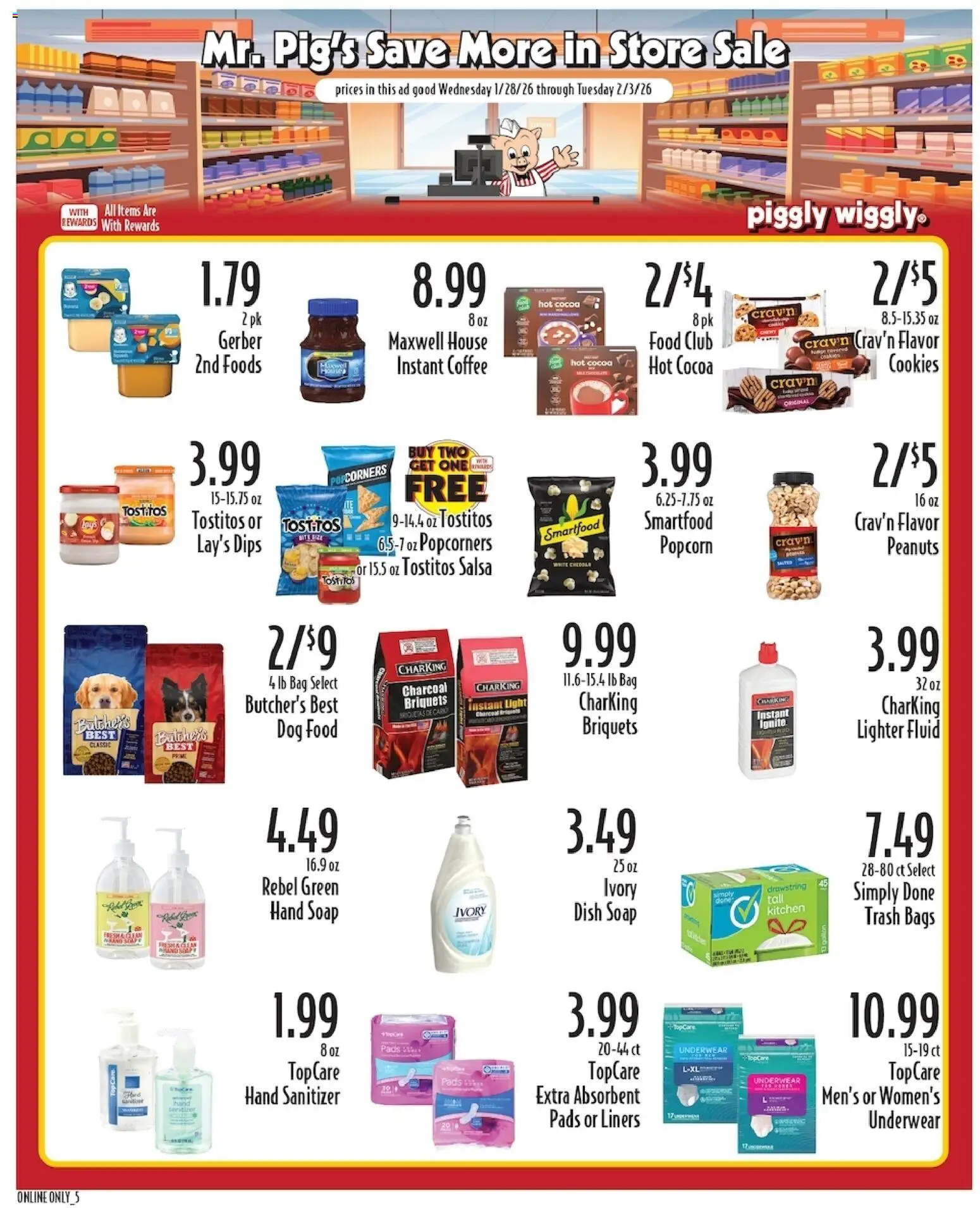Piggly Wiggly Weekly Ad - valid from 28.01.2026 | Page: 5 | Products: Dog Food, Pads, Underwear, Bag