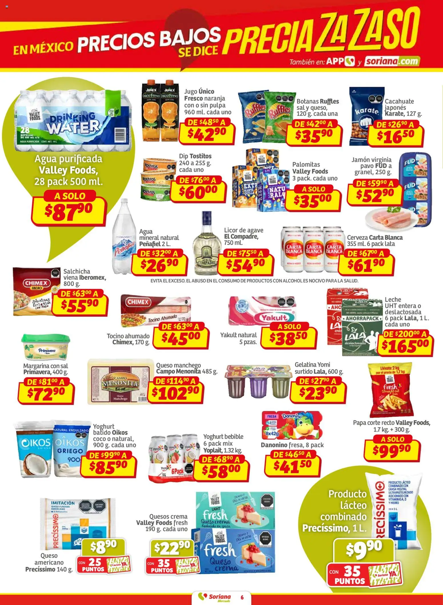 Nuevas ofertas de Soriana válidas en toda la República Mexicana desde el 15.01.2026. ¡Encuentra las mejores ofertas en Soriana - Pesito Valedor Mercado: Edo Mex, Valle De México, Gro, Hgo, Mor, Pue, Qto, Tlax, Ver! | Página: 6 | Productos: Fresa, Gelatina, Salchicha, Jamón