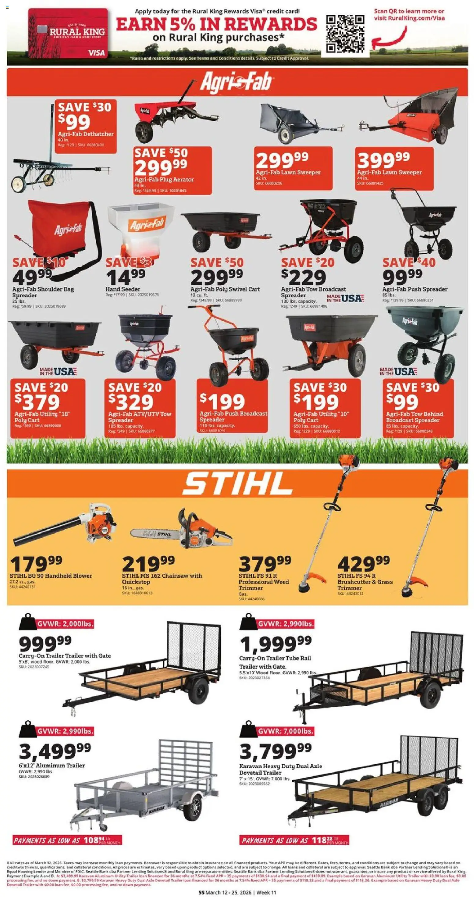 Rural King Weekly Ad - valid from 12.03.2026 | Page: 5 | Products: Trimmer, Chainsaw, Bag, Blower