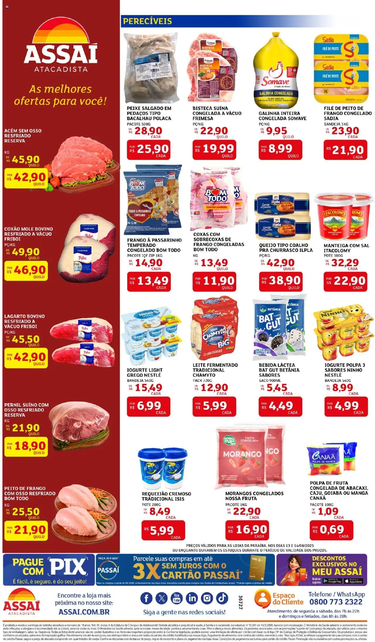 Assaí Atacadista Folheto - válido de 13.08.2025 | Página: 2 | Produtos: Morangos, Sal, Frango, Ameixa