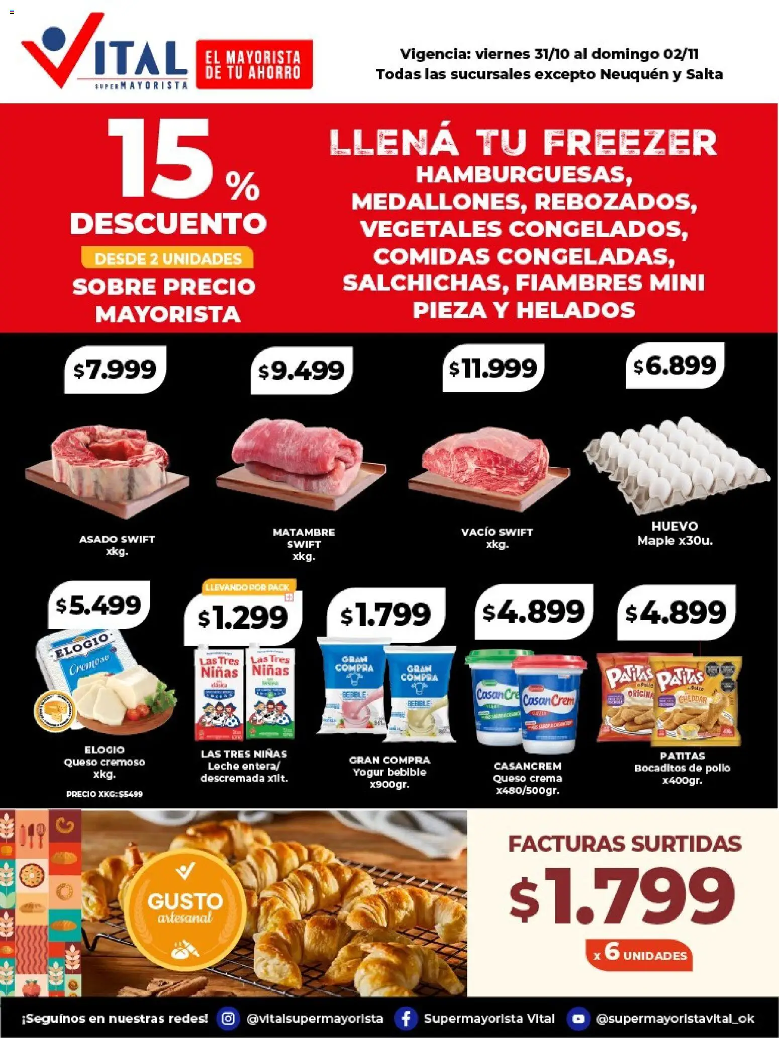 Vital - Ofertas fin Abasto │ válido desde el 31.10.2025 | Página: 1 | Productos: Pollo, Queso crema, Yogur, Crema