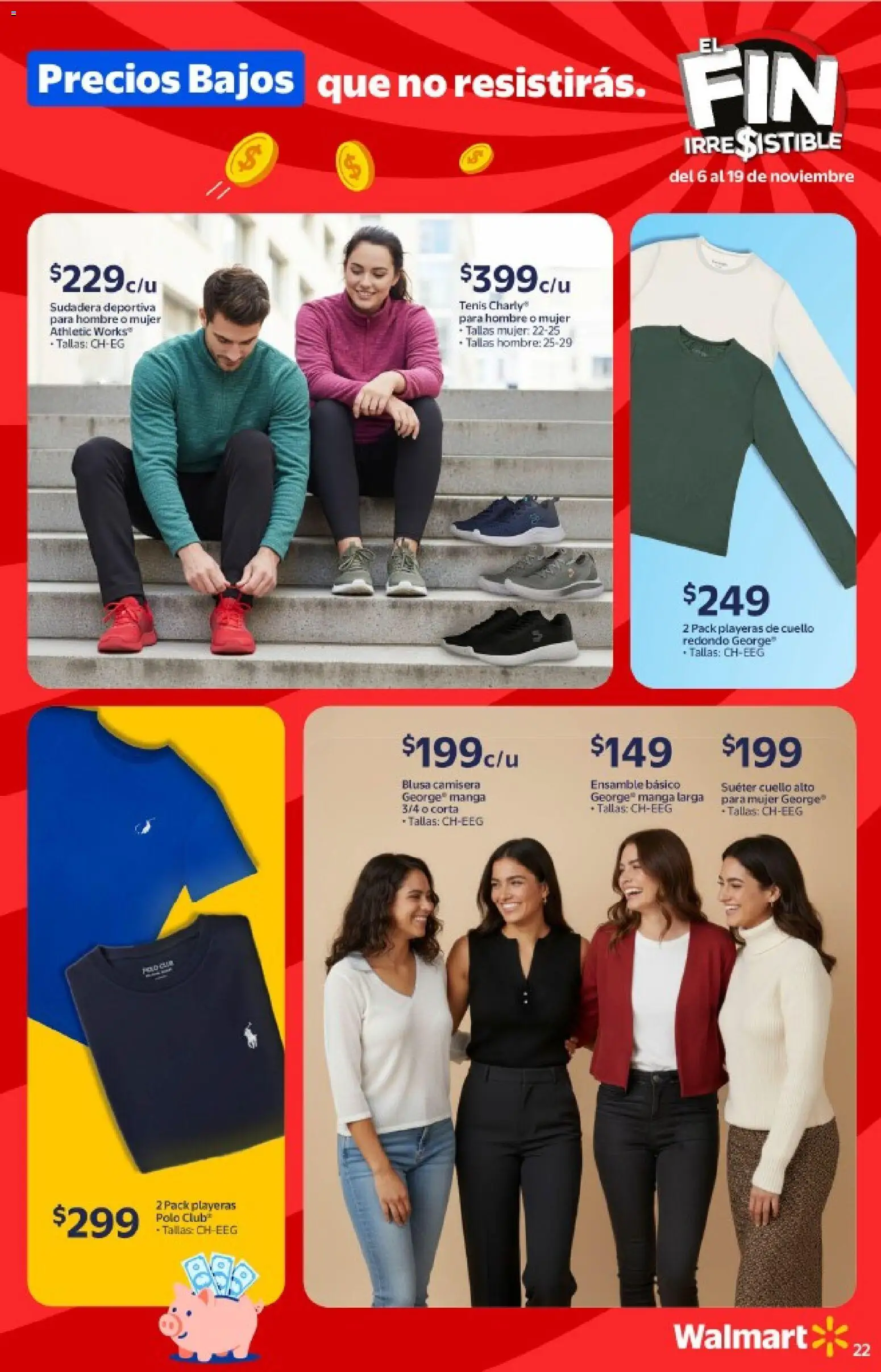 Nuevas ofertas de Walmart válidas en toda la República Mexicana desde el 06.11.2025. ¡Encuentra las mejores ofertas en Walmart Buen Fin ! | Página: 22 | Productos: Blusa, Suéter, Tenis, Manga