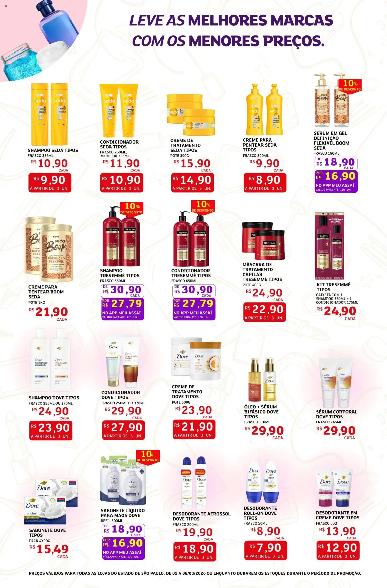 Assaí Atacadista Folheto - válido de 02.03.2026 | Página: 2 | Produtos: Desodorante, Sérum, Sabonete, Dove
