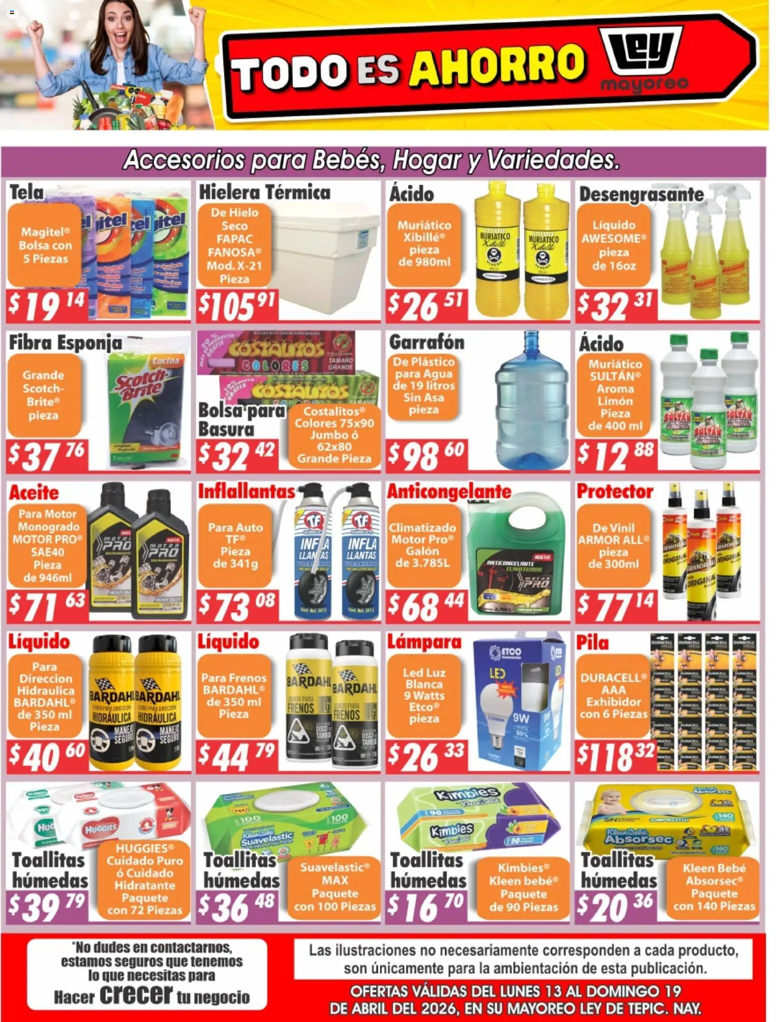 Nuevas ofertas de Casa Ley válidas en toda la República Mexicana desde el 13.04.2026. ¡Encuentra las mejores ofertas en Casa Ley folleto Tepic! | Página: 1 | Productos: Bolsa, Esponja, Hielera, Desengrasante