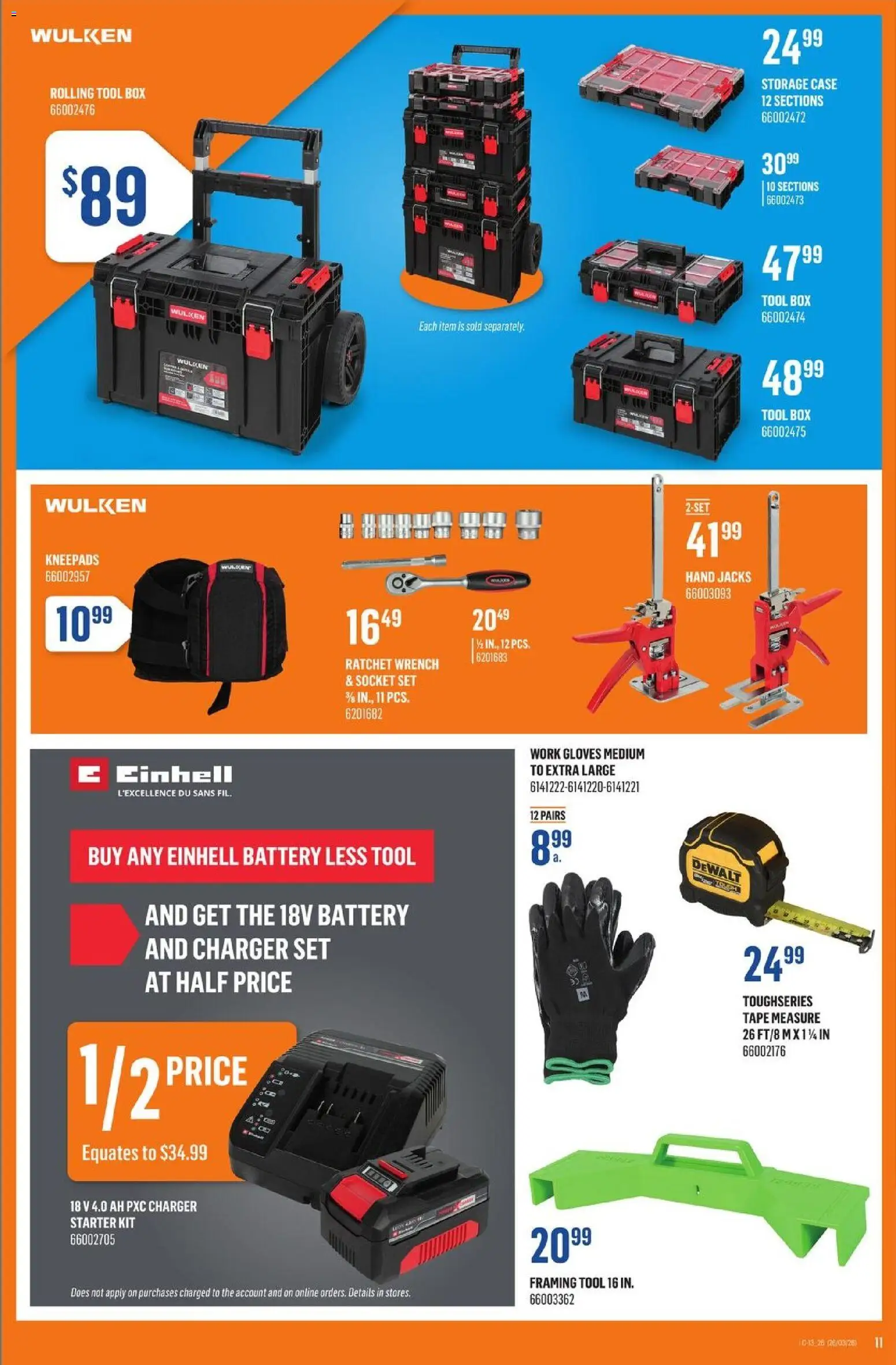 Canac flyer valid from 26.03.2026 | Page: 13 | Products: Gloves, Socket, Box, Battery