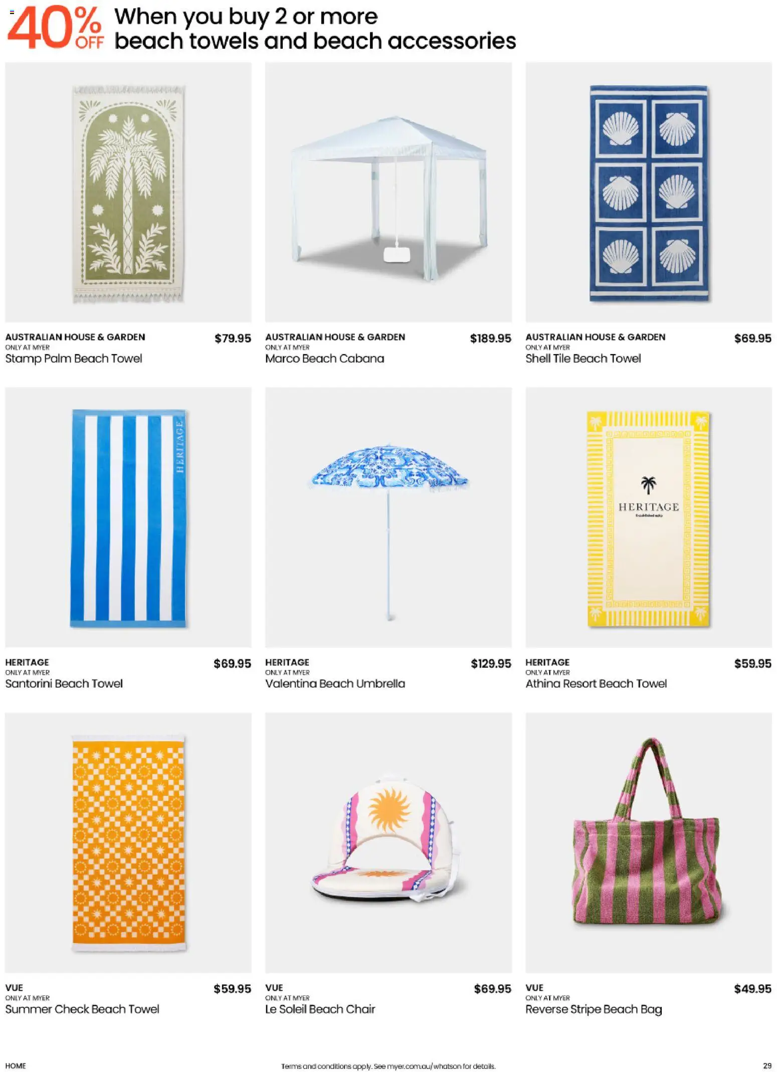 Myer catalogue - valid from 11.11.2025 | Page: 29 | Products: Towels, Accessories, Umbrella, Bag