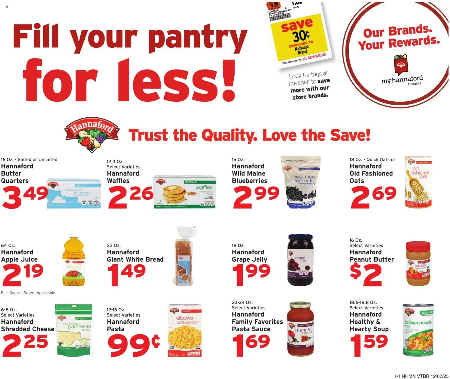 Hannaford Weekly Ad - valid from 07.12.2025 | Page: 9 | Products: Shelf, Butter, Bread, Juice
