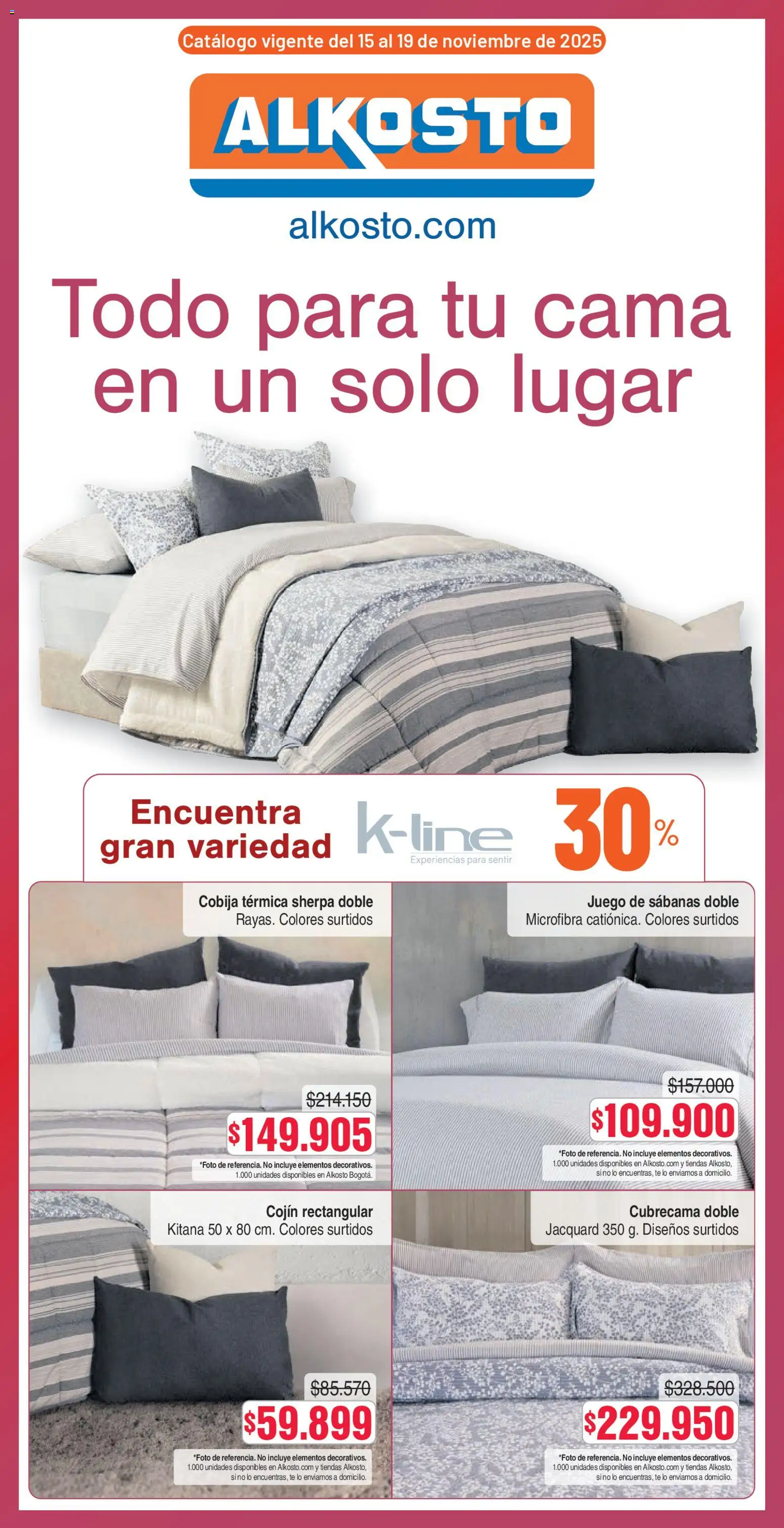 Alkosto revista - valida desde el 15.11.2025 | Página: 1 | Productos: Té, Sabanas, Juego, Cobija
