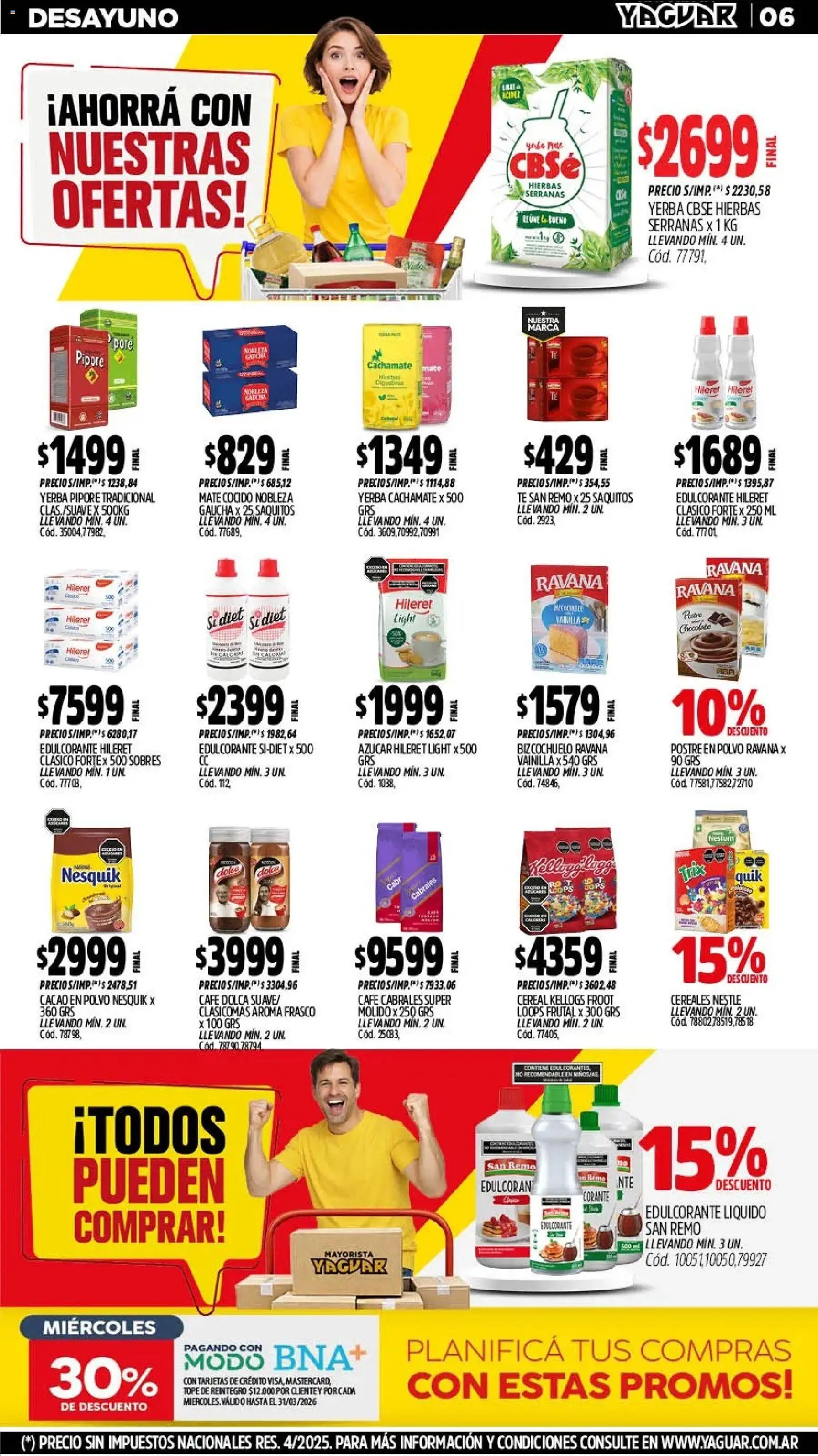 Yaguar - Oferta Semanal Neuquen │ válido desde el 02.03.2026 | Página: 6 | Productos: Yerba, Edulcorante, Frasco, Chocolate